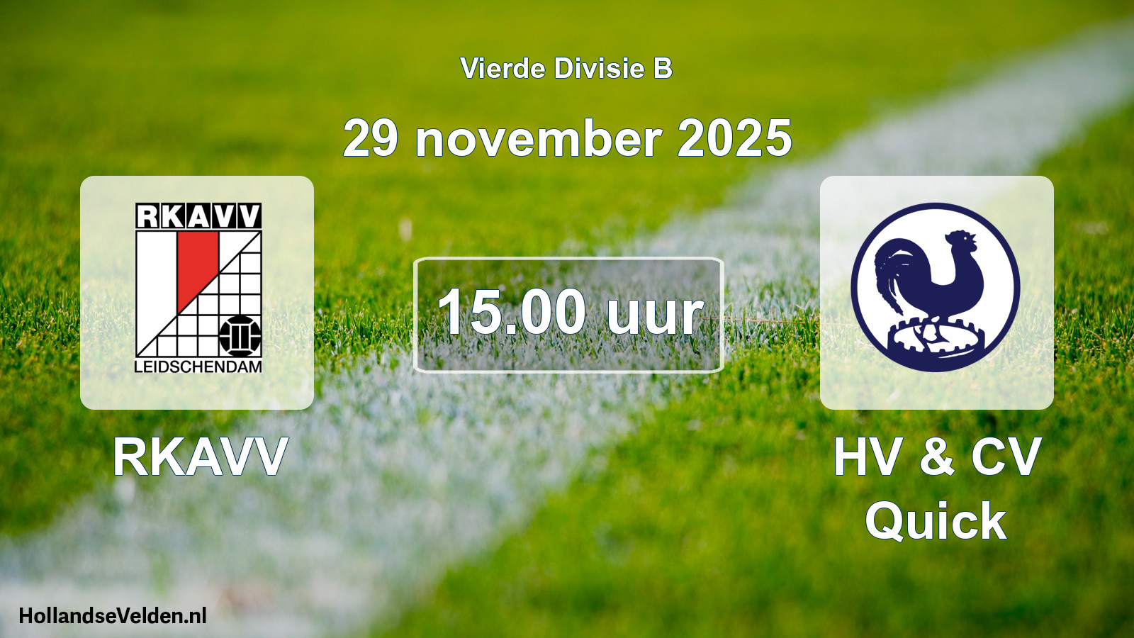 Geplande wedstrijd: RKAVV - HV & CV Quick (29 november 2025)