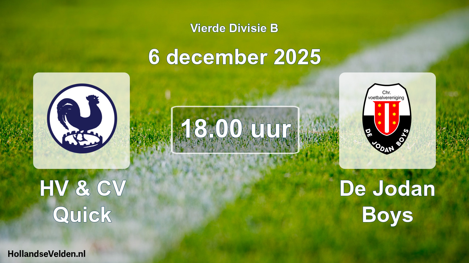 Geplande wedstrijd: HV & CV Quick - De Jodan Boys (6 december 2025)