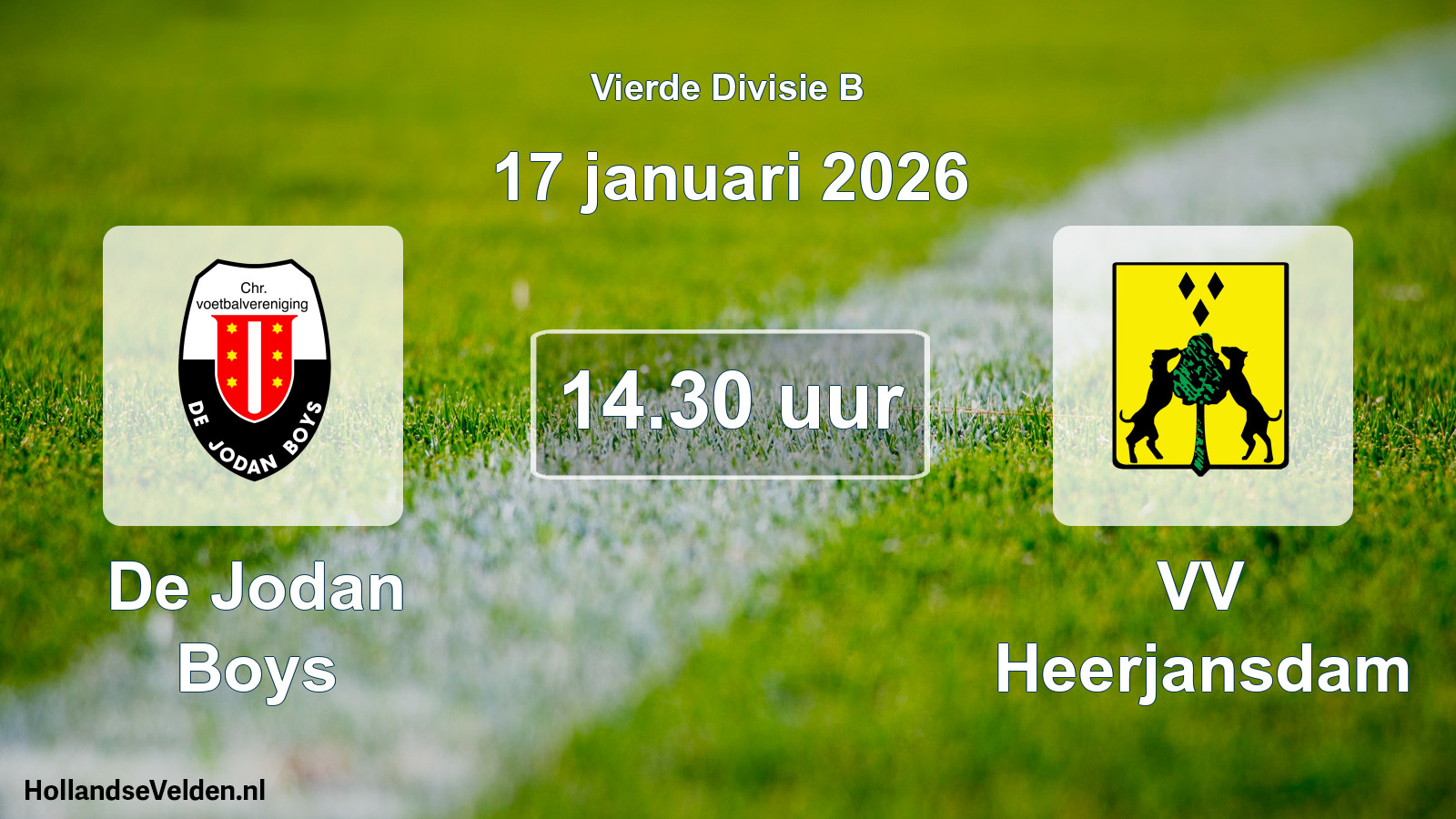Geplande wedstrijd: De Jodan Boys - VV Heerjansdam (17 januari 2026)