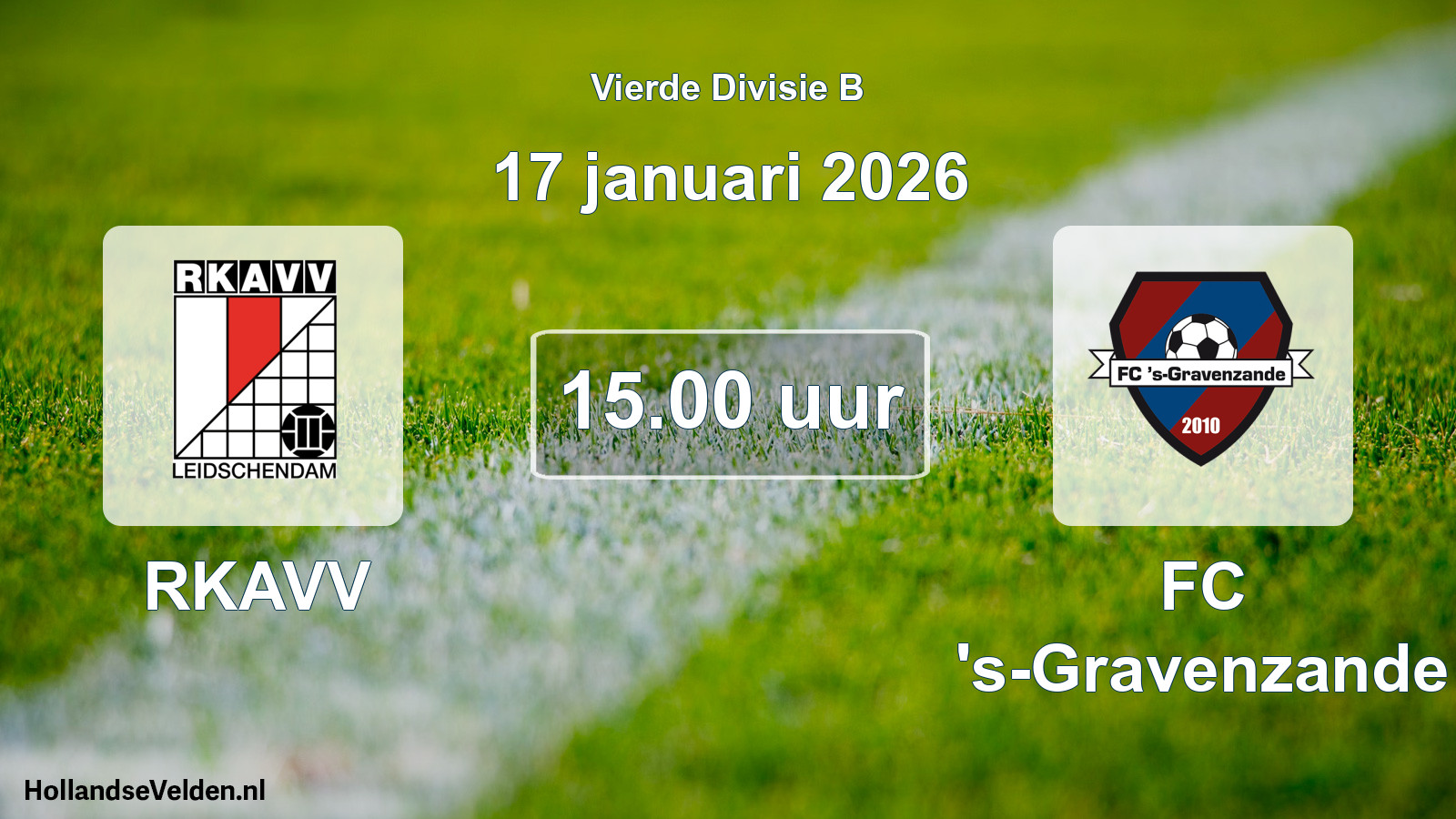 Geplande wedstrijd: RKAVV - FC 's-Gravenzande (17 januari 2026)