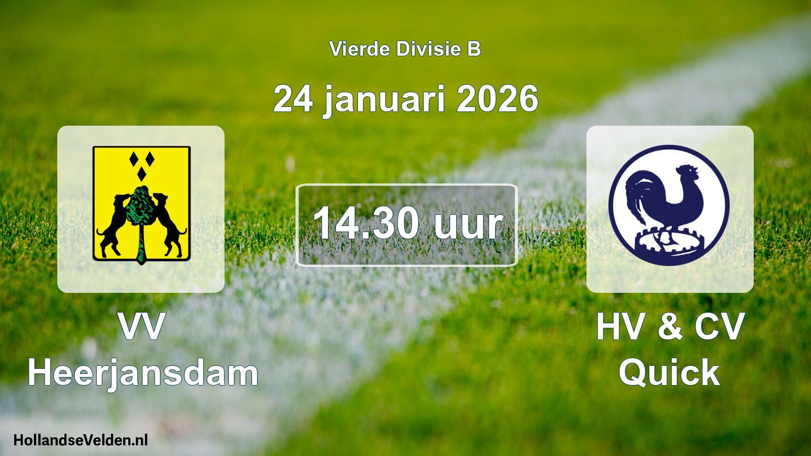 Geplande wedstrijd: VV Heerjansdam - HV & CV Quick (24 januari 2026)