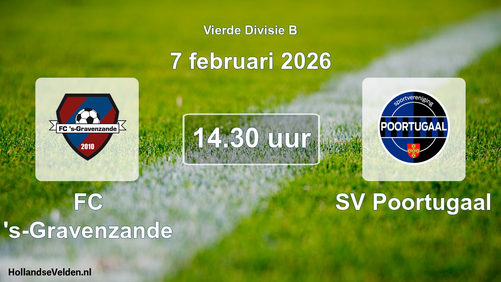 Geplande wedstrijd: FC 's-Gravenzande - SV Poortugaal (7 februari 2026)