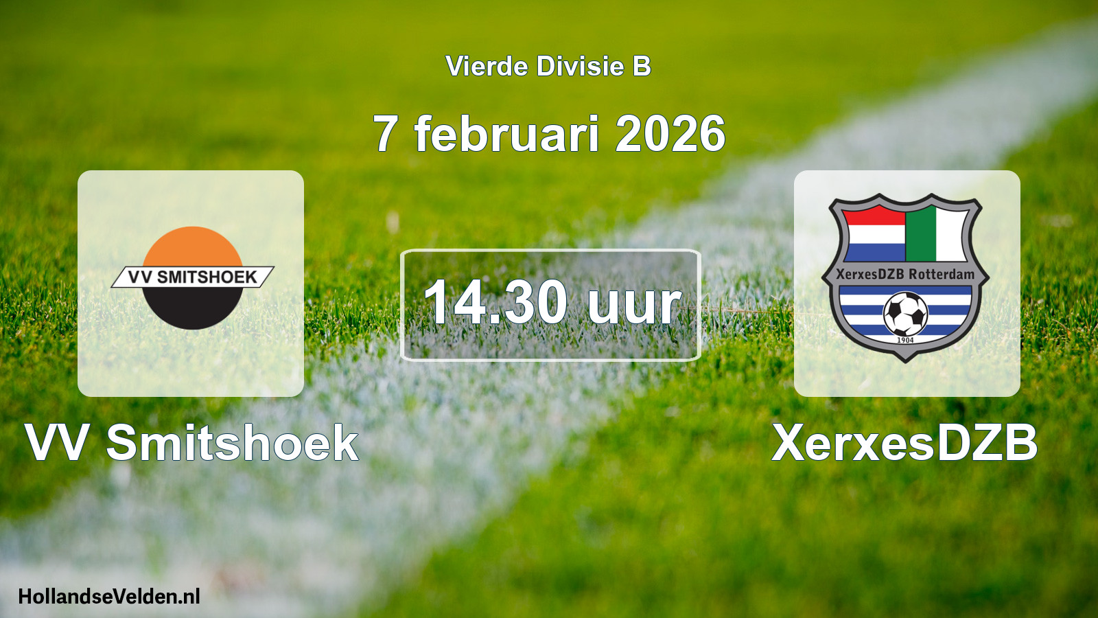 Geplande wedstrijd: VV Smitshoek - XerxesDZB (7 februari 2026)