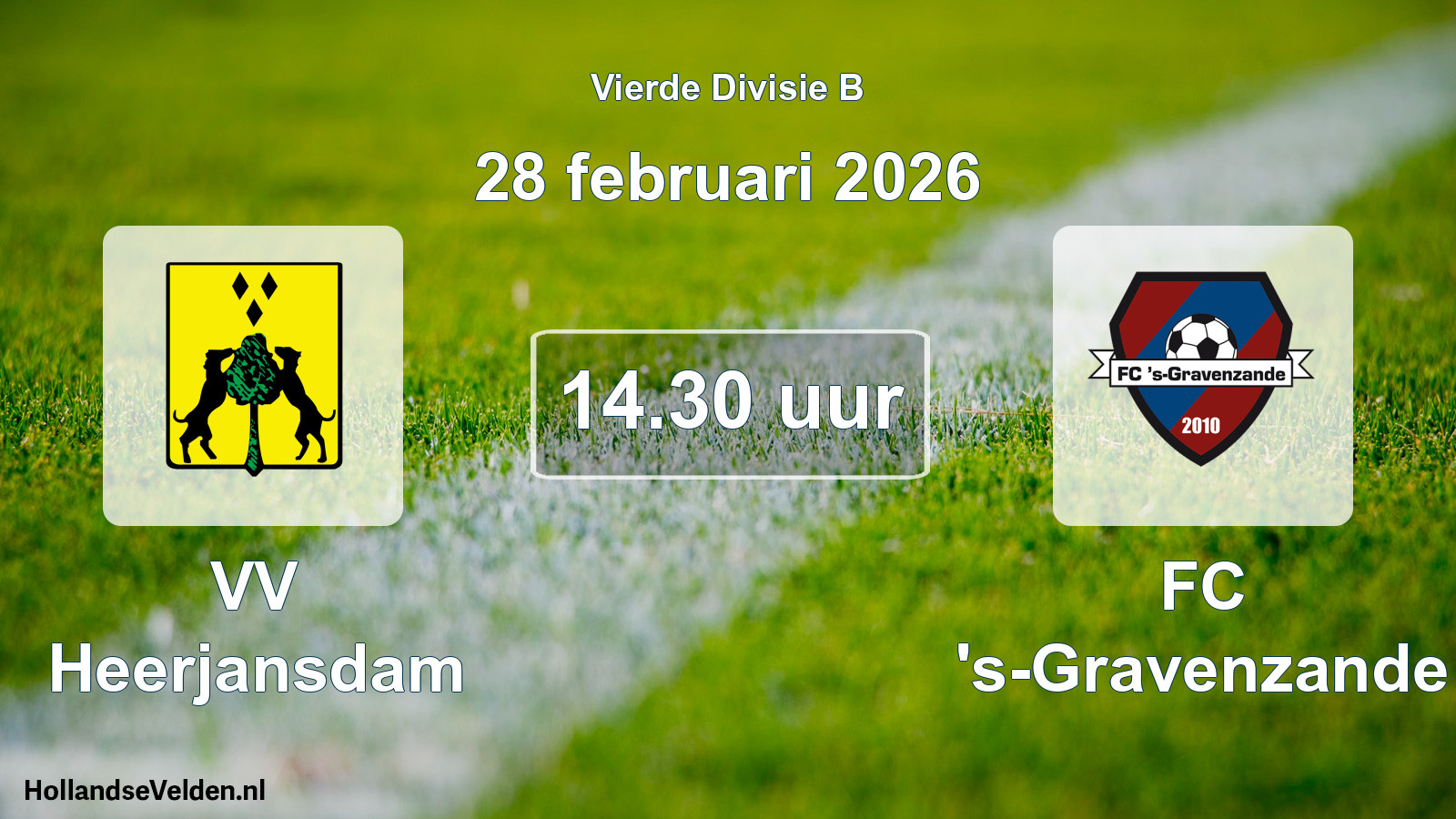 Geplande wedstrijd: VV Heerjansdam - FC 's-Gravenzande (28 februari 2026)