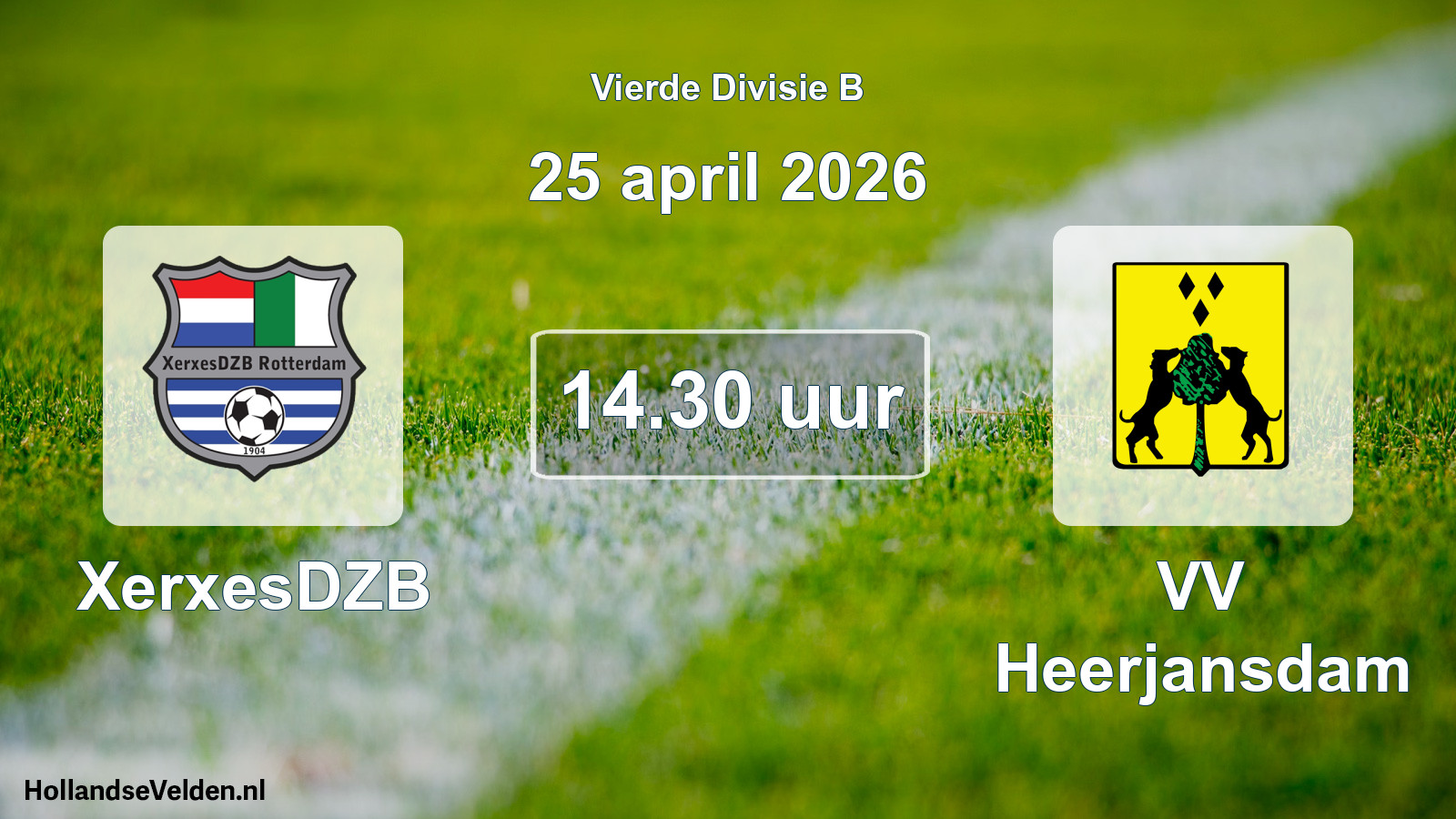 Geplande wedstrijd: XerxesDZB - VV Heerjansdam (25 april 2026)