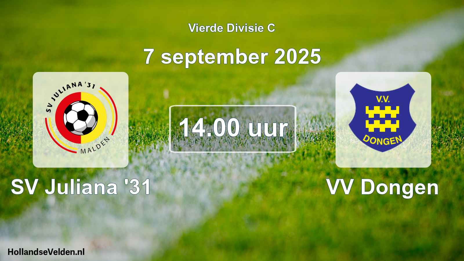 Geplande wedstrijd: SV Juliana '31 - VV Dongen (7 september 2025)
