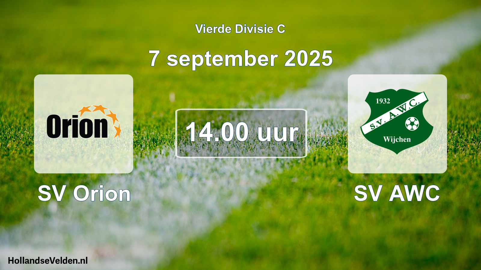 Geplande wedstrijd: SV Orion - SV AWC (7 september 2025)