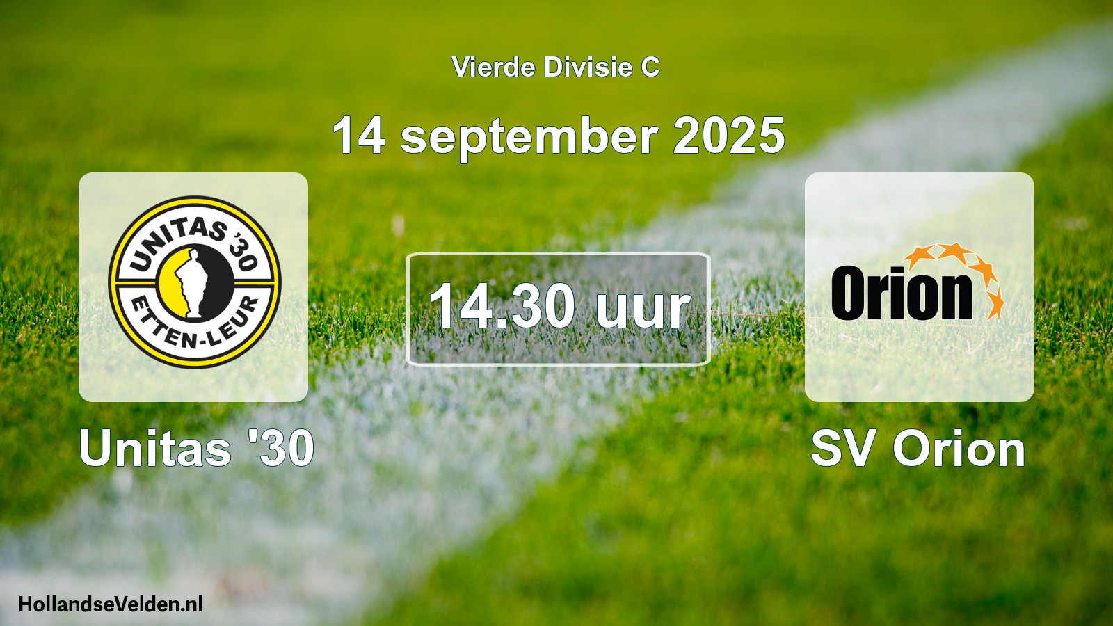 Geplande wedstrijd: Unitas '30 - SV Orion (14 september 2025)