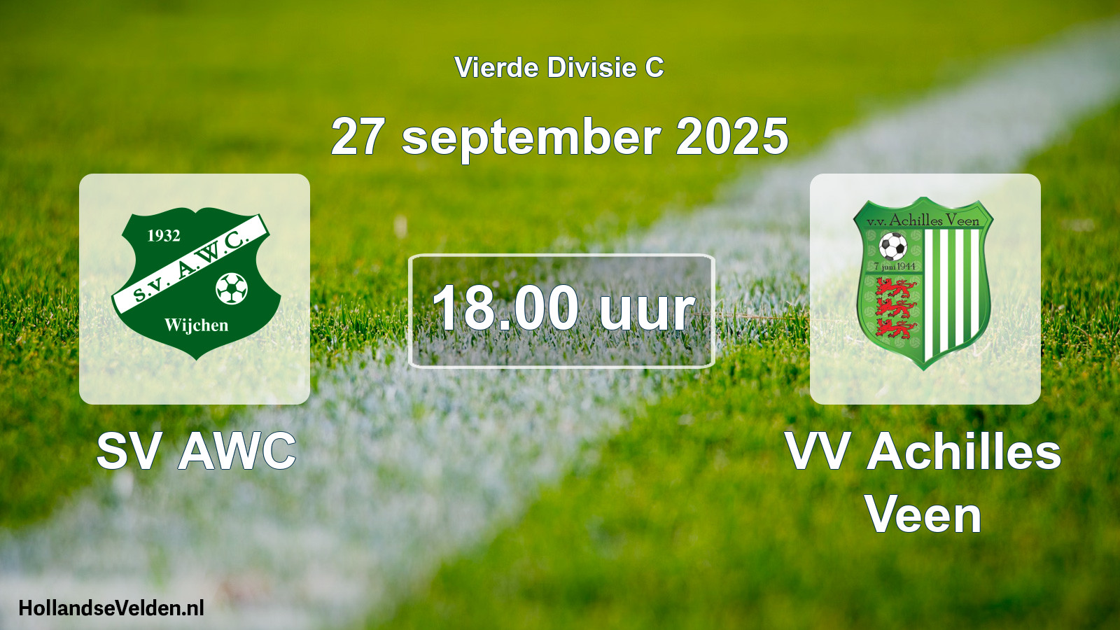 Geplande wedstrijd: SV AWC - VV Achilles Veen (27 september 2025)