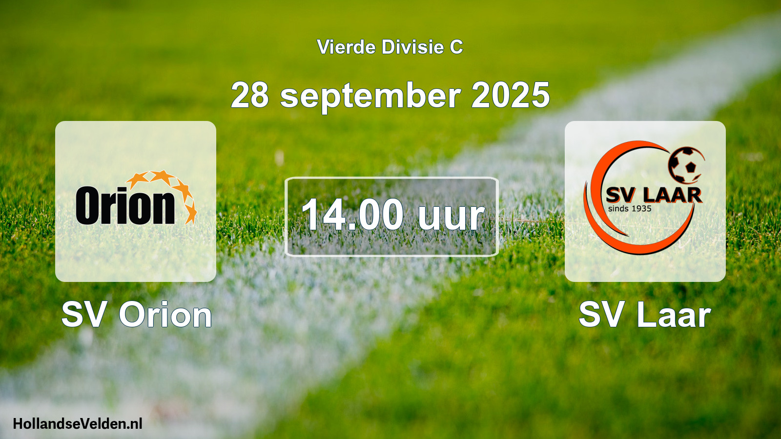 Geplande wedstrijd: SV Orion - SV Laar (28 september 2025)