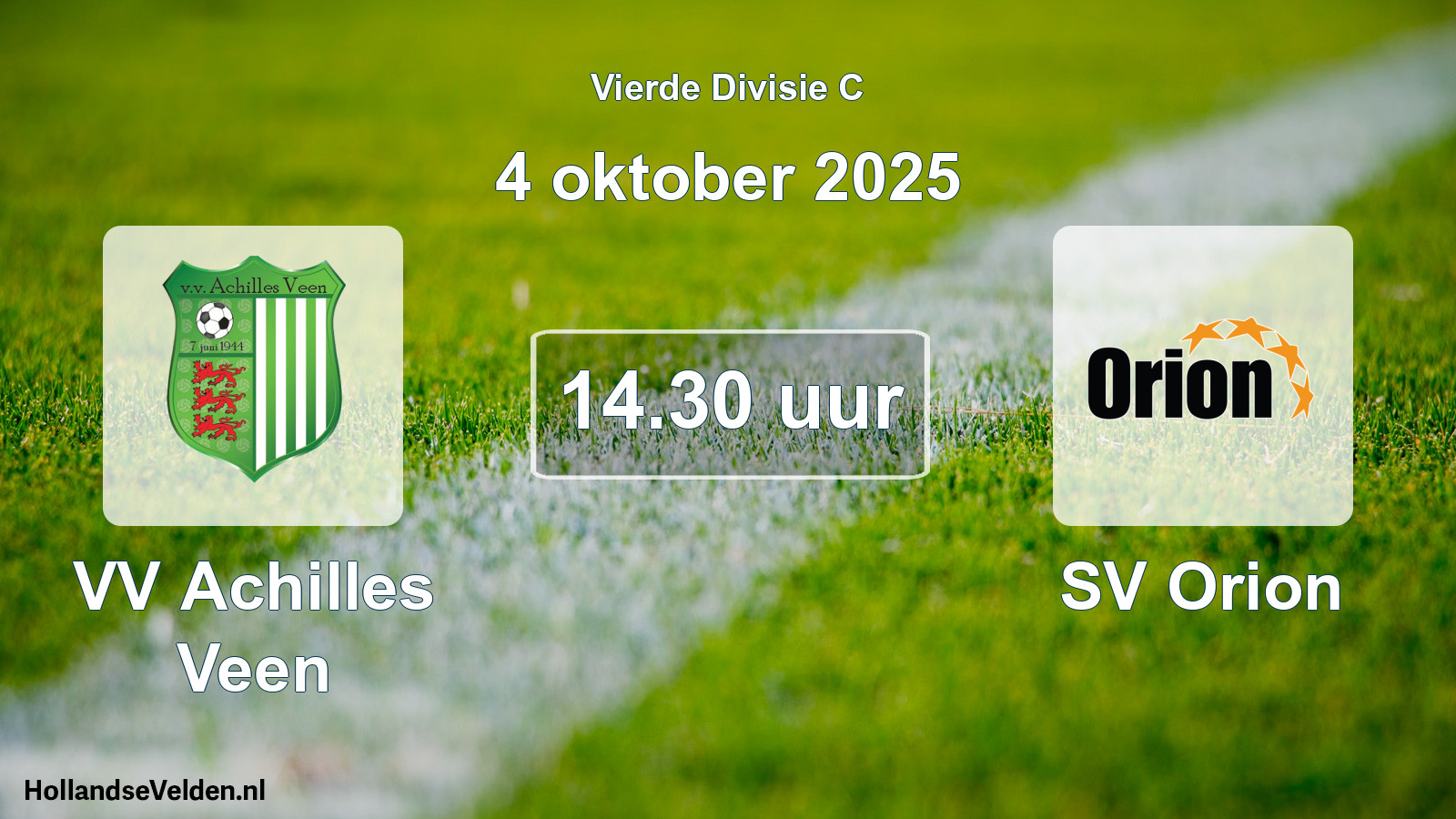 Geplande wedstrijd: VV Achilles Veen - SV Orion (4 oktober 2025)