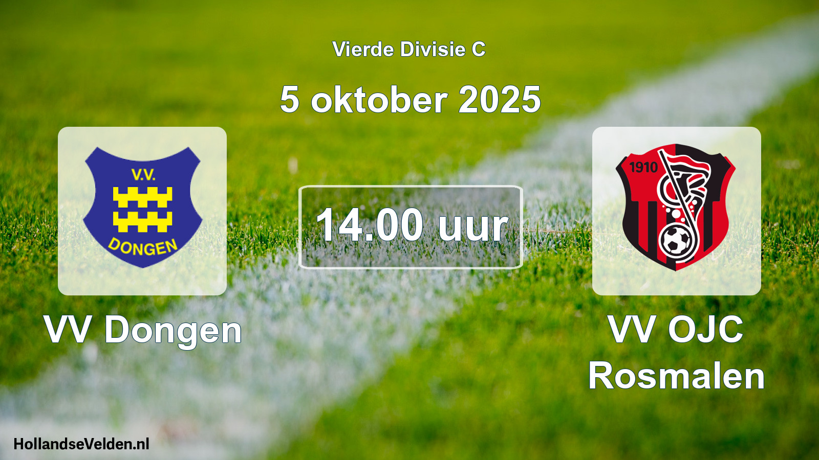 Geplande wedstrijd: VV Dongen - VV OJC Rosmalen (5 oktober 2025)