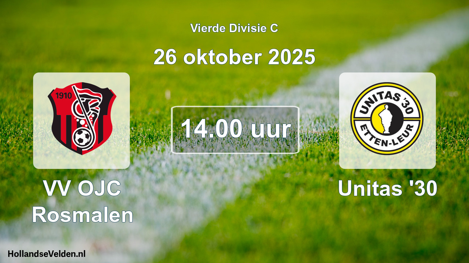 Geplande wedstrijd: VV OJC Rosmalen - Unitas '30 (26 oktober 2025)