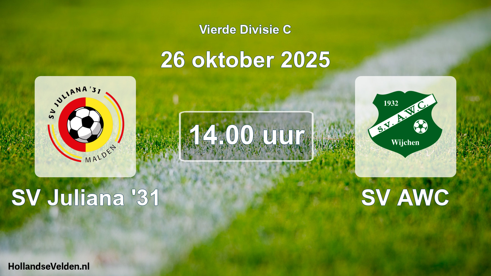 Geplande wedstrijd: SV Juliana '31 - SV AWC (26 oktober 2025)