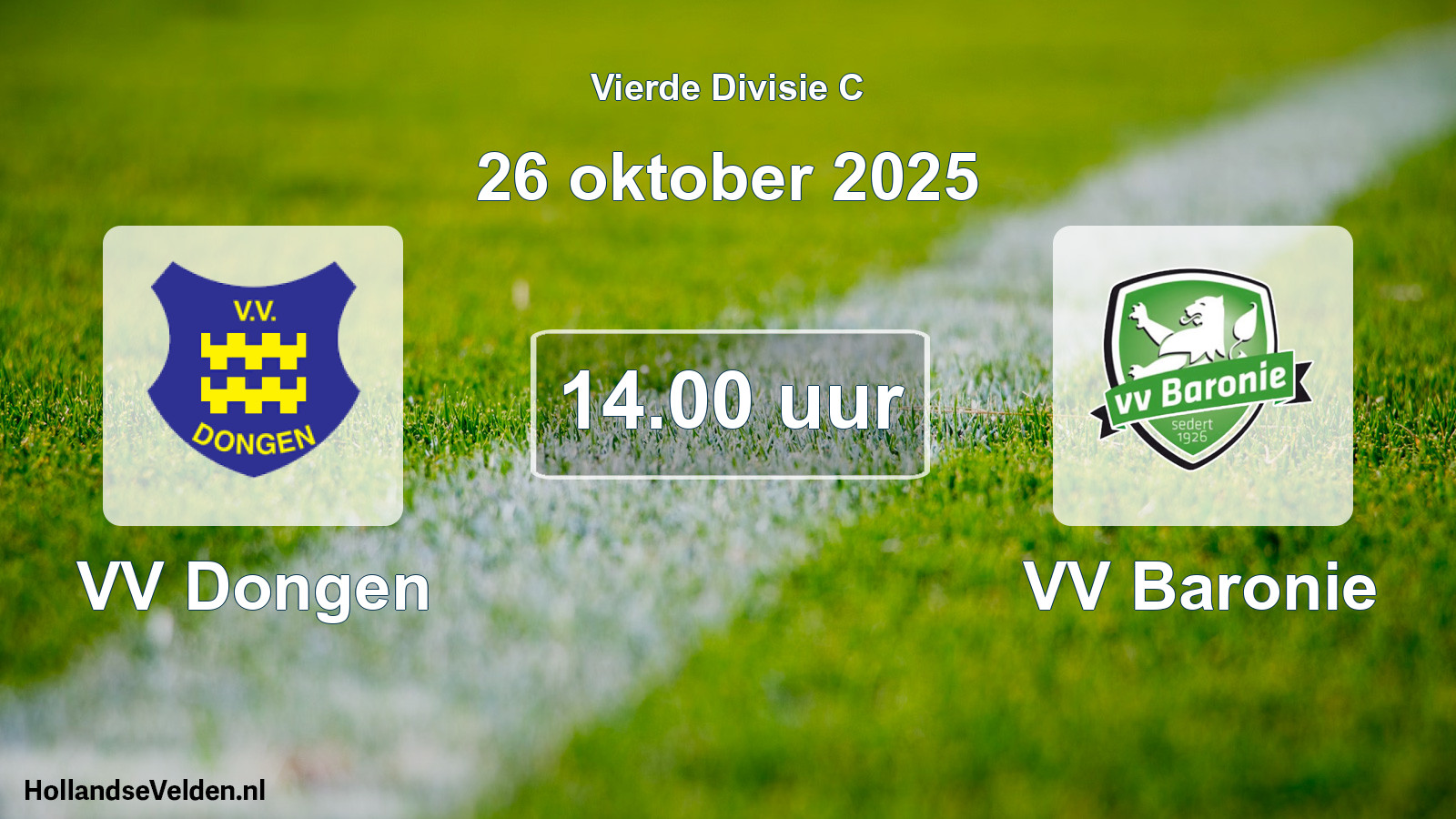 Geplande wedstrijd: VV Dongen - VV Baronie (26 oktober 2025)