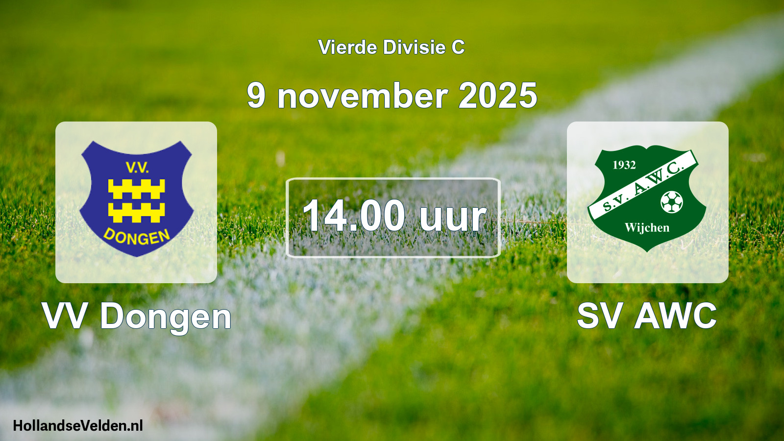 Geplande wedstrijd: VV Dongen - SV AWC (9 november 2025)