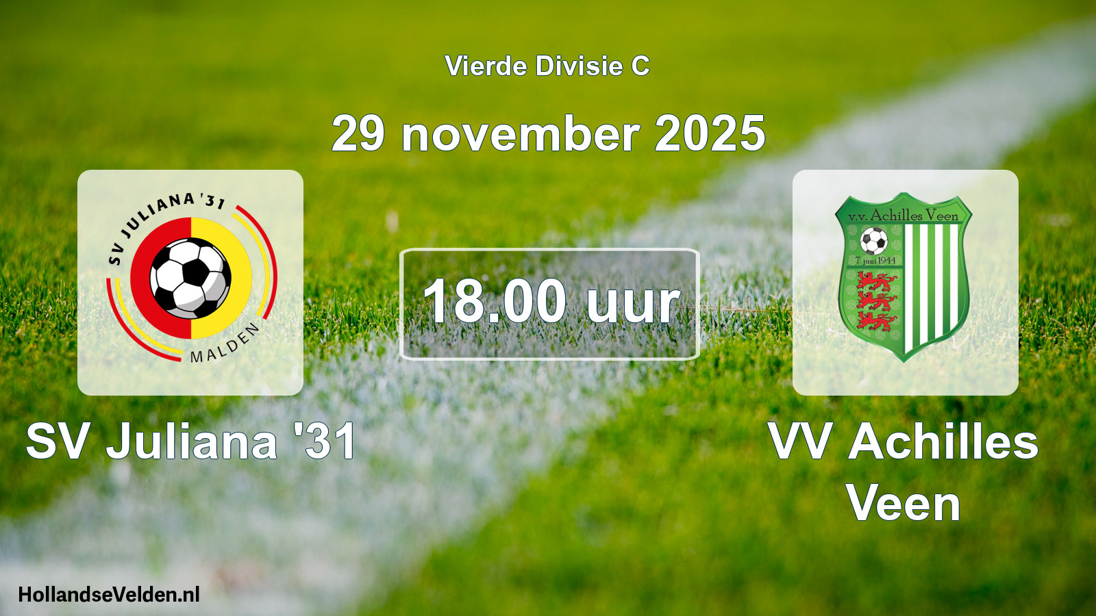 Geplande wedstrijd: SV Juliana '31 - VV Achilles Veen (29 november 2025)