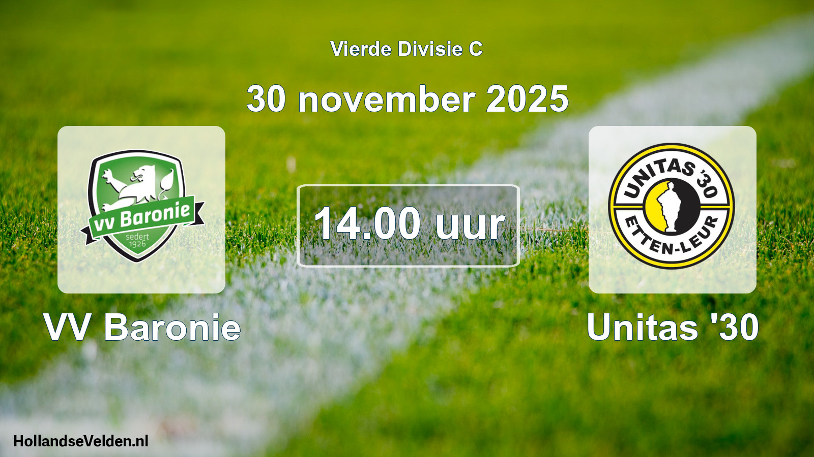 Geplande wedstrijd: VV Baronie - Unitas '30 (30 november 2025)