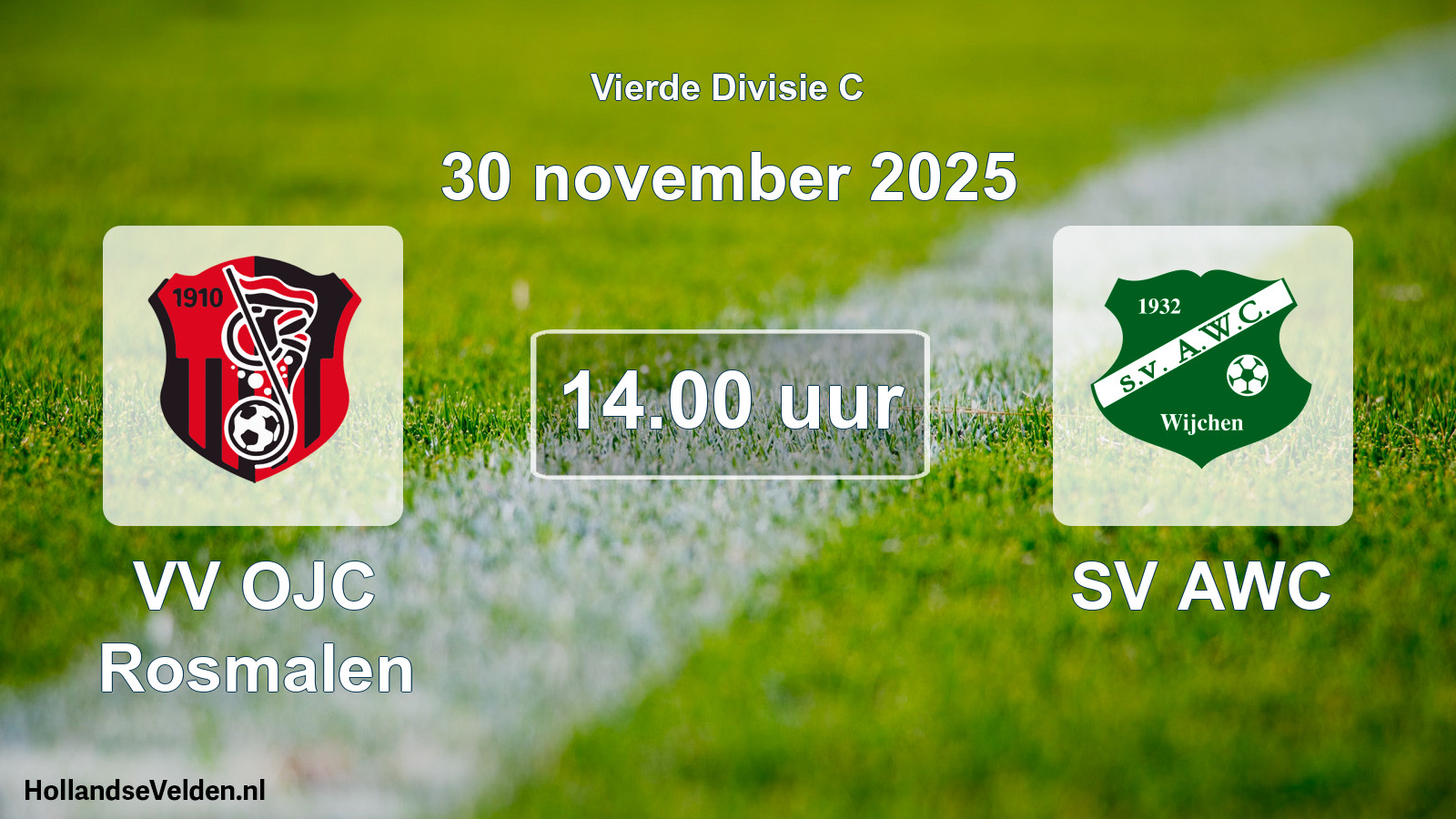 Geplande wedstrijd: VV OJC Rosmalen - SV AWC (30 november 2025)