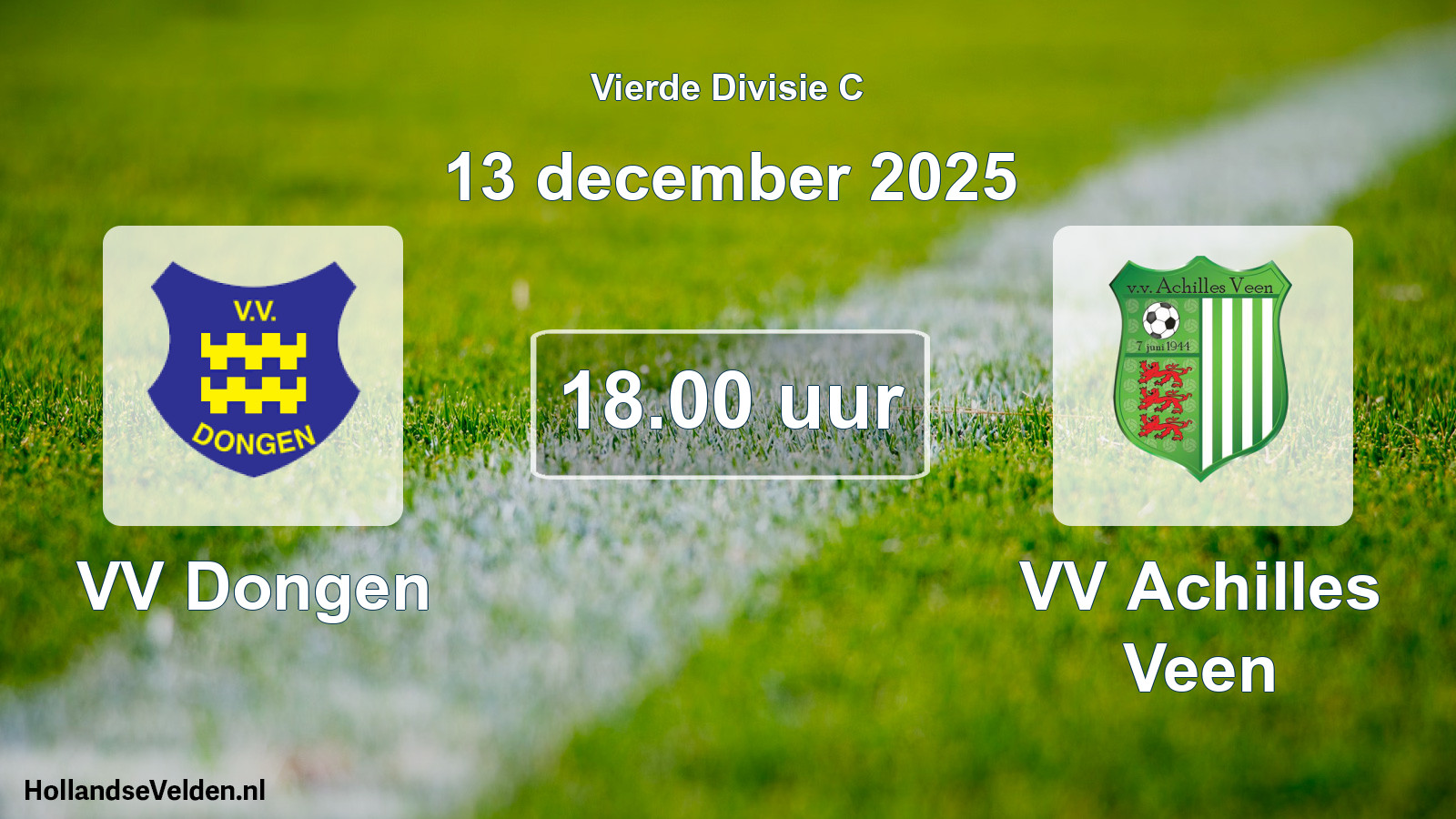 Geplande wedstrijd: VV Dongen - VV Achilles Veen (13 december 2025)