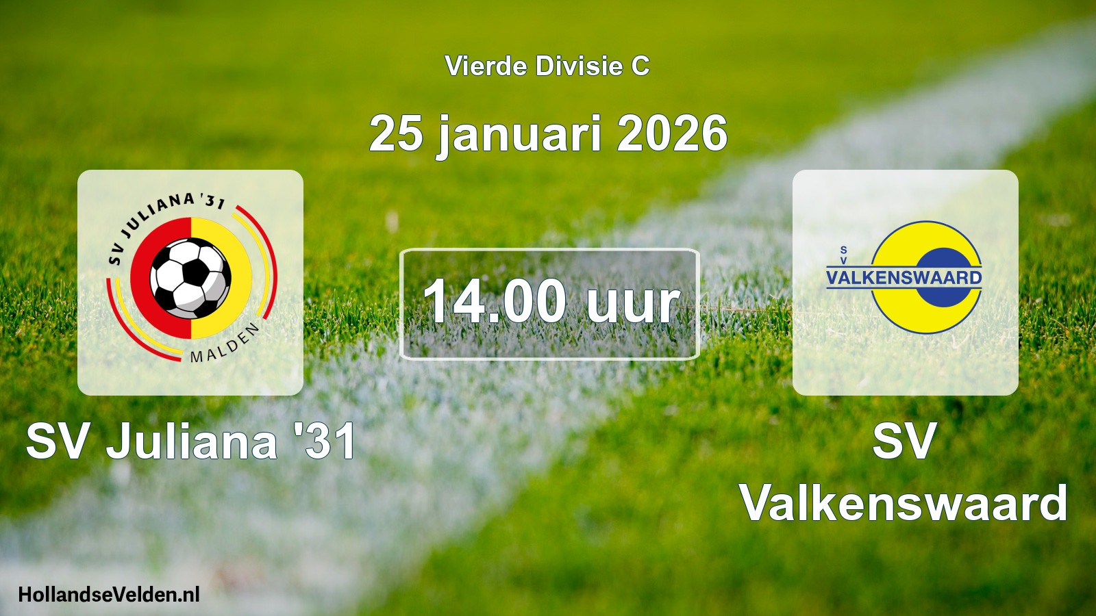 Geplande wedstrijd: SV Juliana '31 - SV Valkenswaard (25 januari 2026)