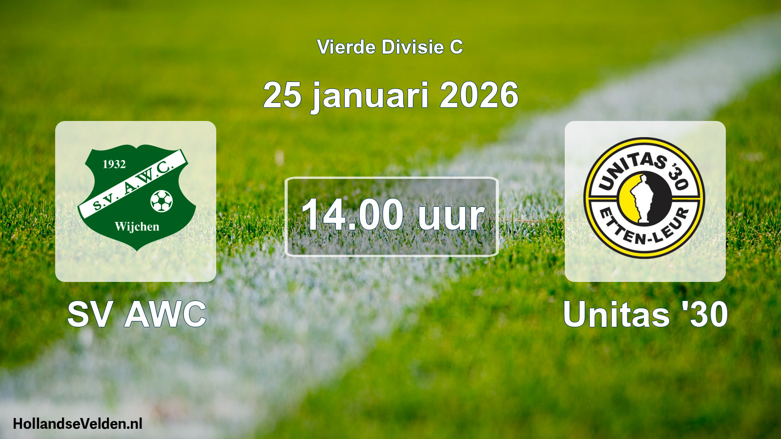 Geplande wedstrijd: SV AWC - Unitas '30 (25 januari 2026)