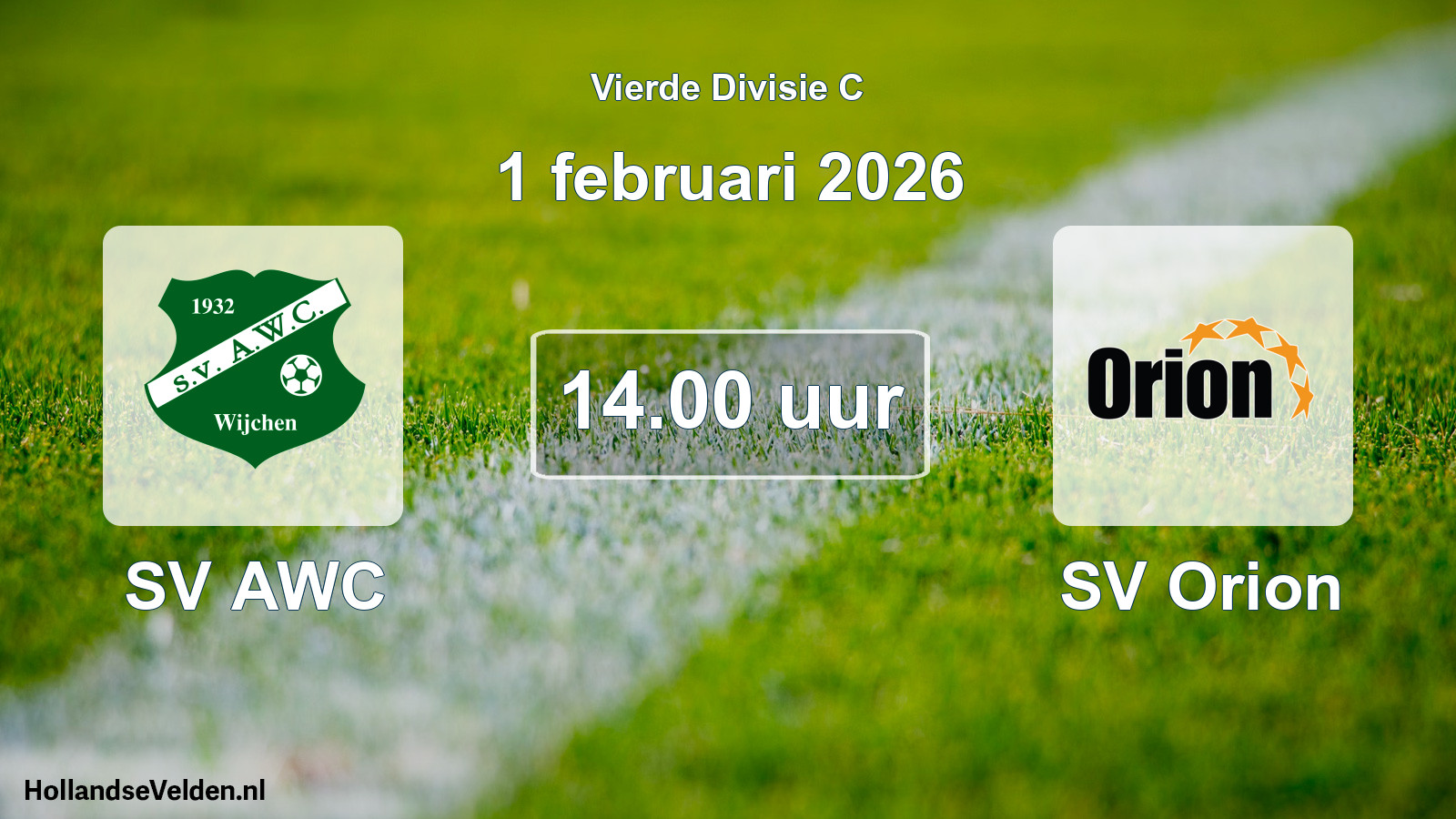 Geplande wedstrijd: SV AWC - SV Orion (1 februari 2026)