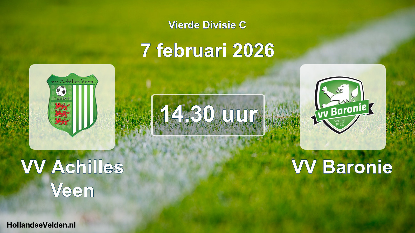 Geplande wedstrijd: VV Achilles Veen - VV Baronie (7 februari 2026)