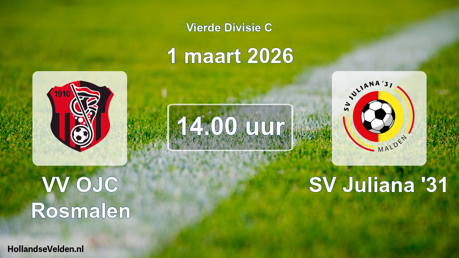 Geplande wedstrijd: VV OJC Rosmalen - SV Juliana '31 (1 maart 2026)