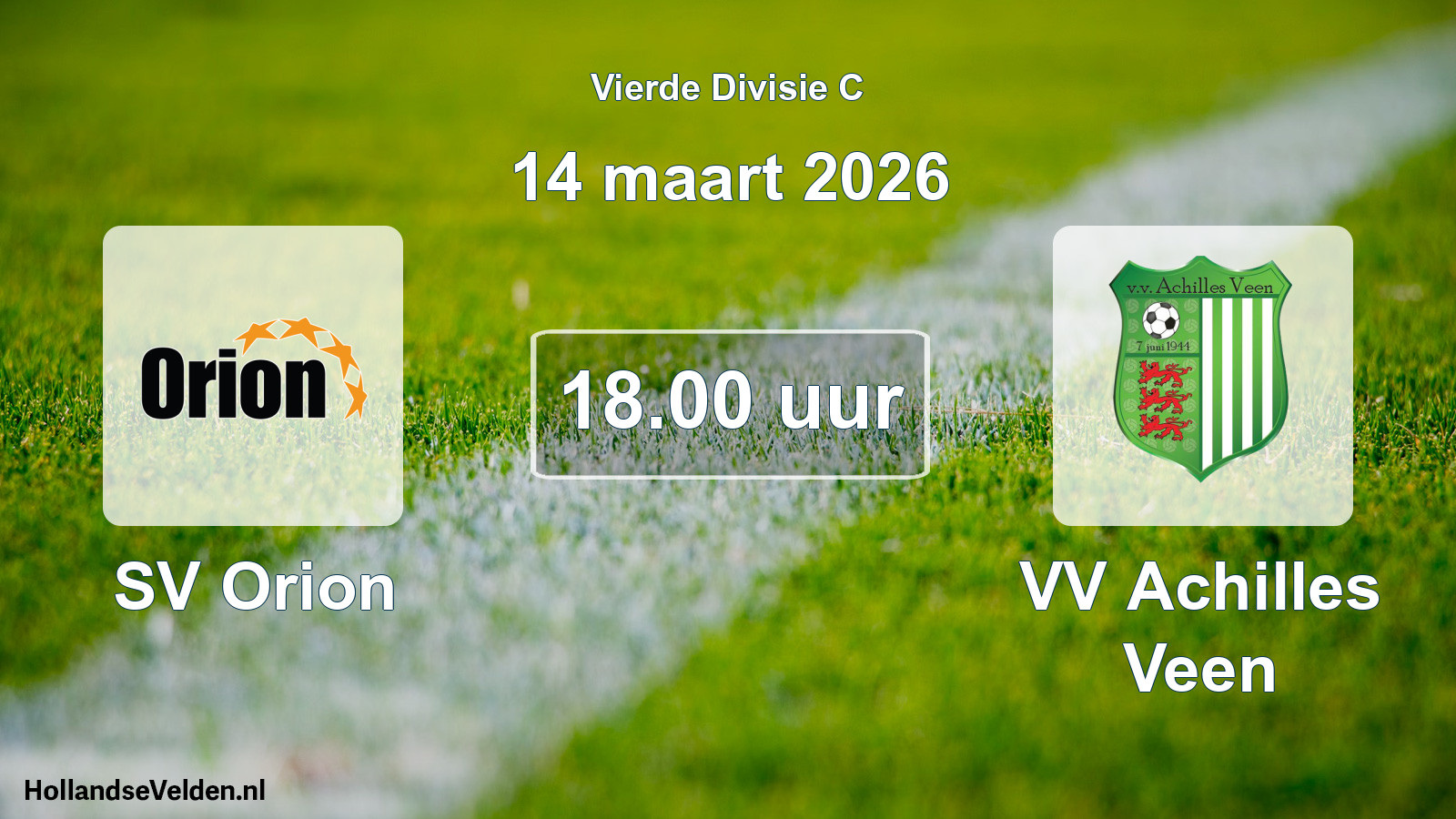 Geplande wedstrijd: SV Orion - VV Achilles Veen (14 maart 2026)
