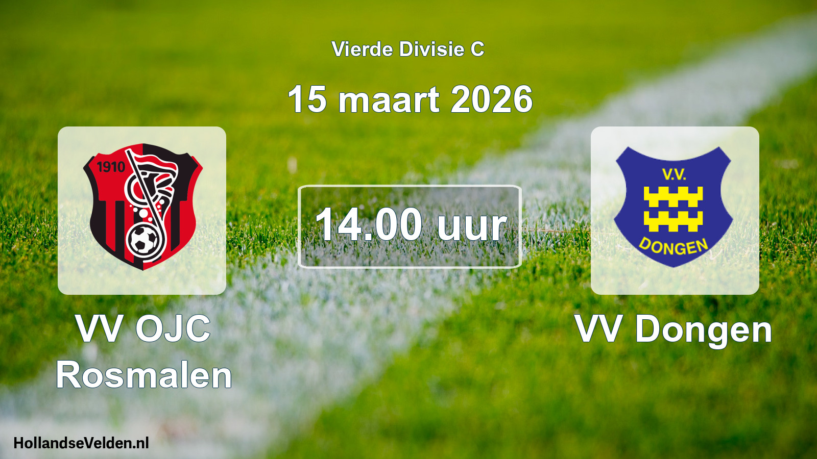 Geplande wedstrijd: VV OJC Rosmalen - VV Dongen (15 maart 2026)
