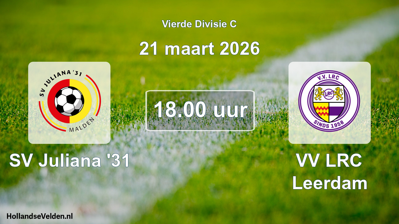 Geplande wedstrijd: SV Juliana '31 - VV LRC Leerdam (21 maart 2026)