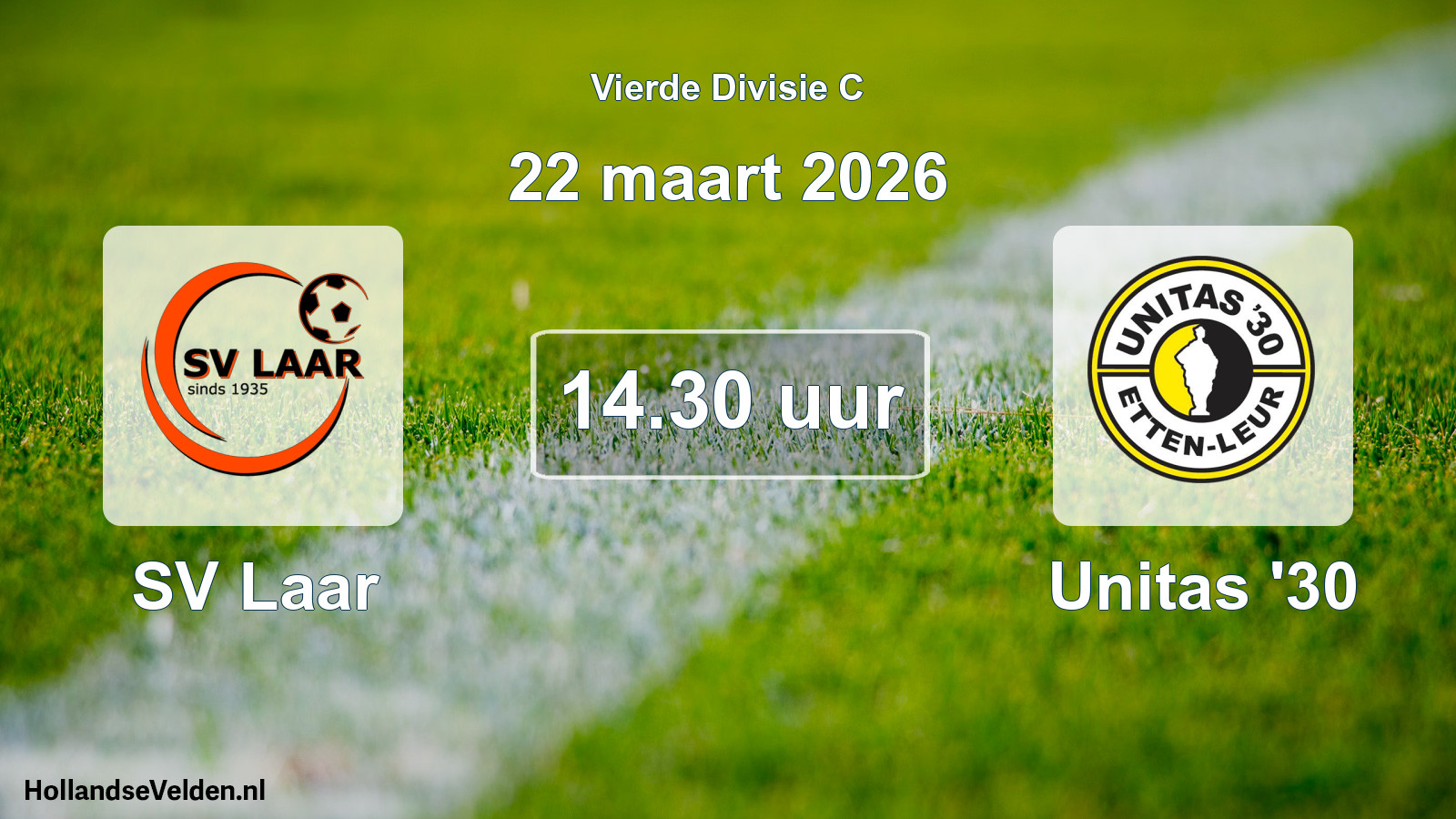Geplande wedstrijd: SV Laar - Unitas '30 (22 maart 2026)