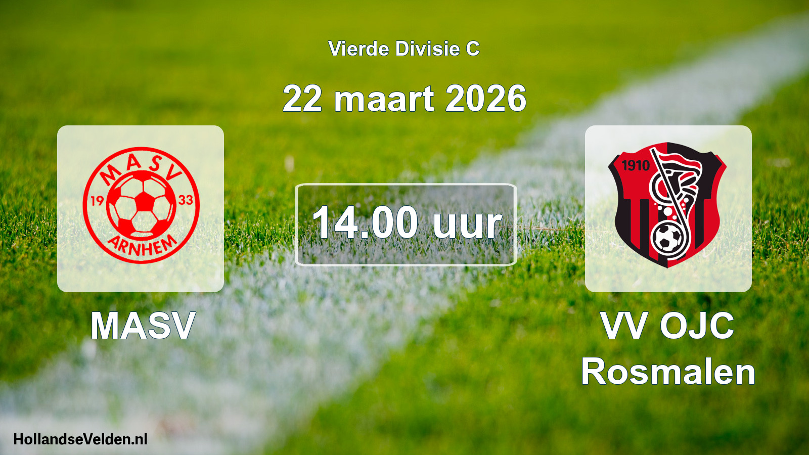 Geplande wedstrijd: MASV - VV OJC Rosmalen (22 maart 2026)