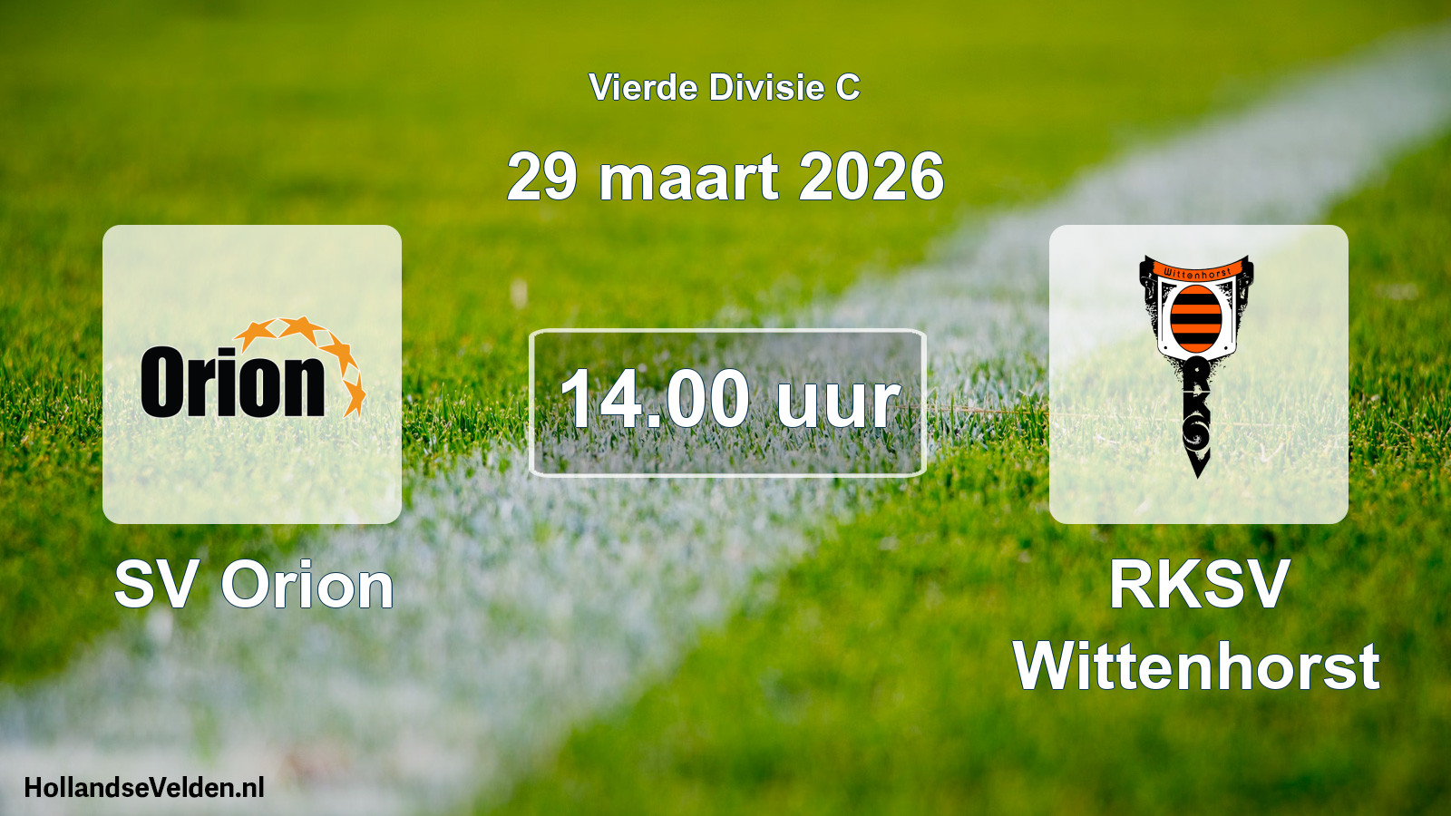 Geplande wedstrijd: SV Orion - RKSV Wittenhorst (29 maart 2026)