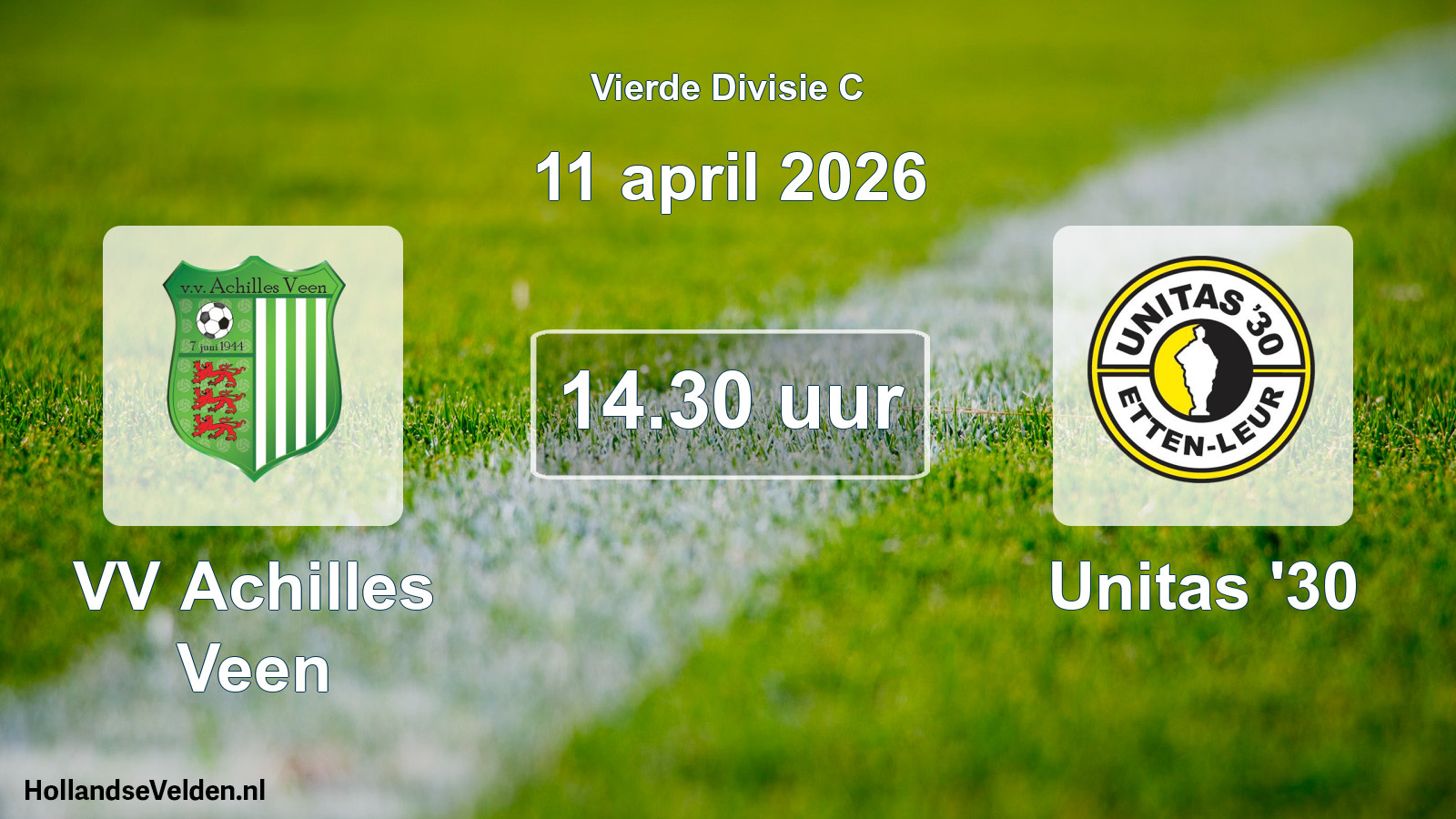 Geplande wedstrijd: VV Achilles Veen - Unitas '30 (11 april 2026)