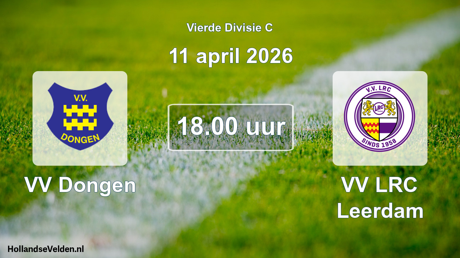 Geplande wedstrijd: VV Dongen - VV LRC Leerdam (11 april 2026)