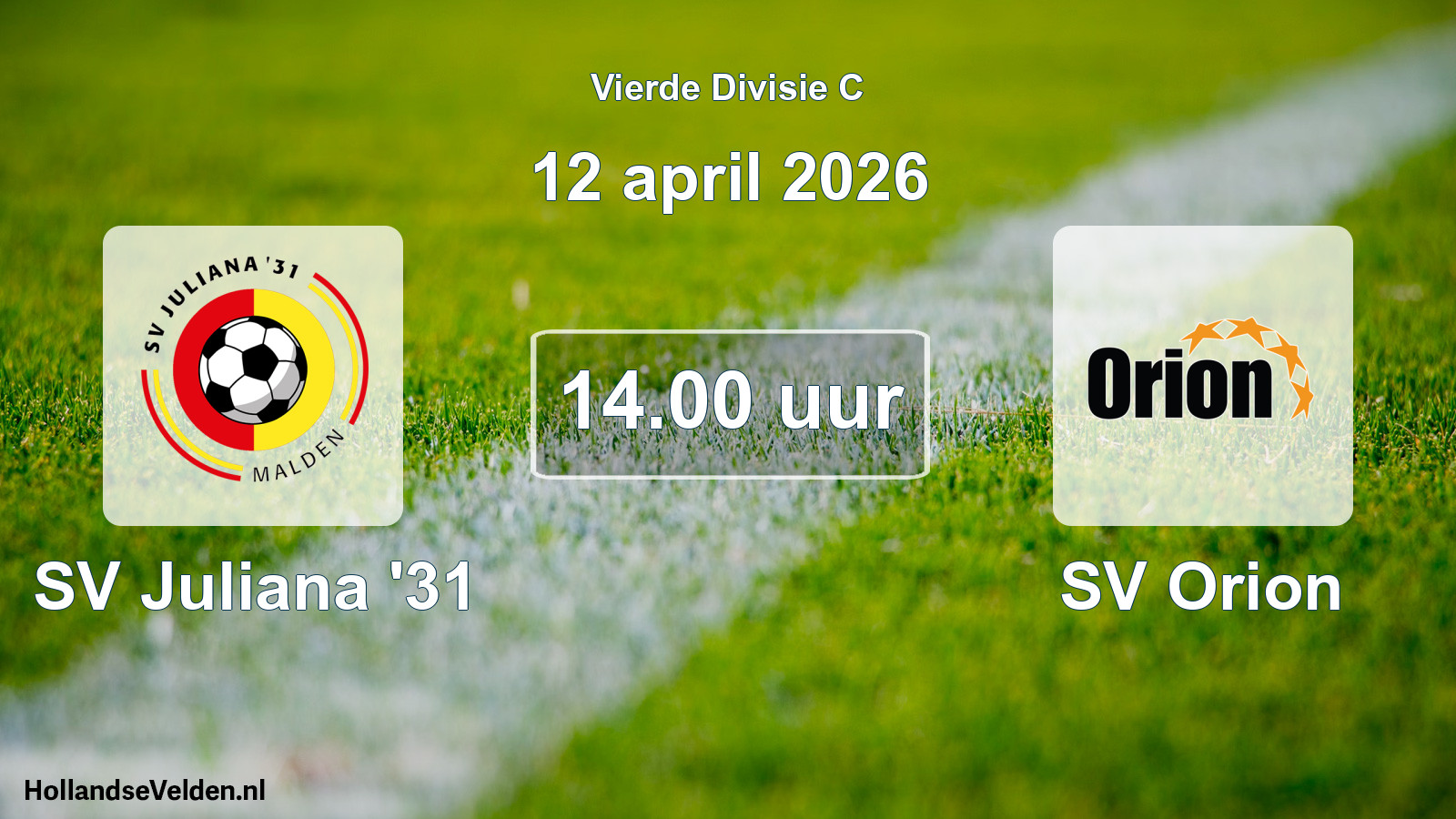 Geplande wedstrijd: SV Juliana '31 - SV Orion (12 april 2026)