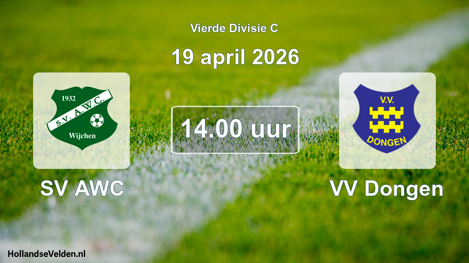 Geplande wedstrijd: SV AWC - VV Dongen (19 april 2026)
