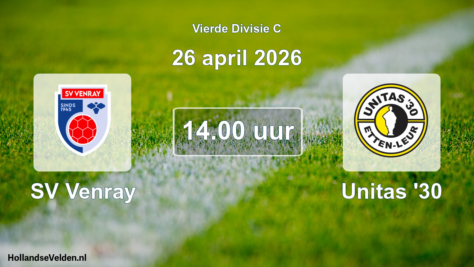 Geplande wedstrijd: SV Venray - Unitas '30 (26 april 2026)