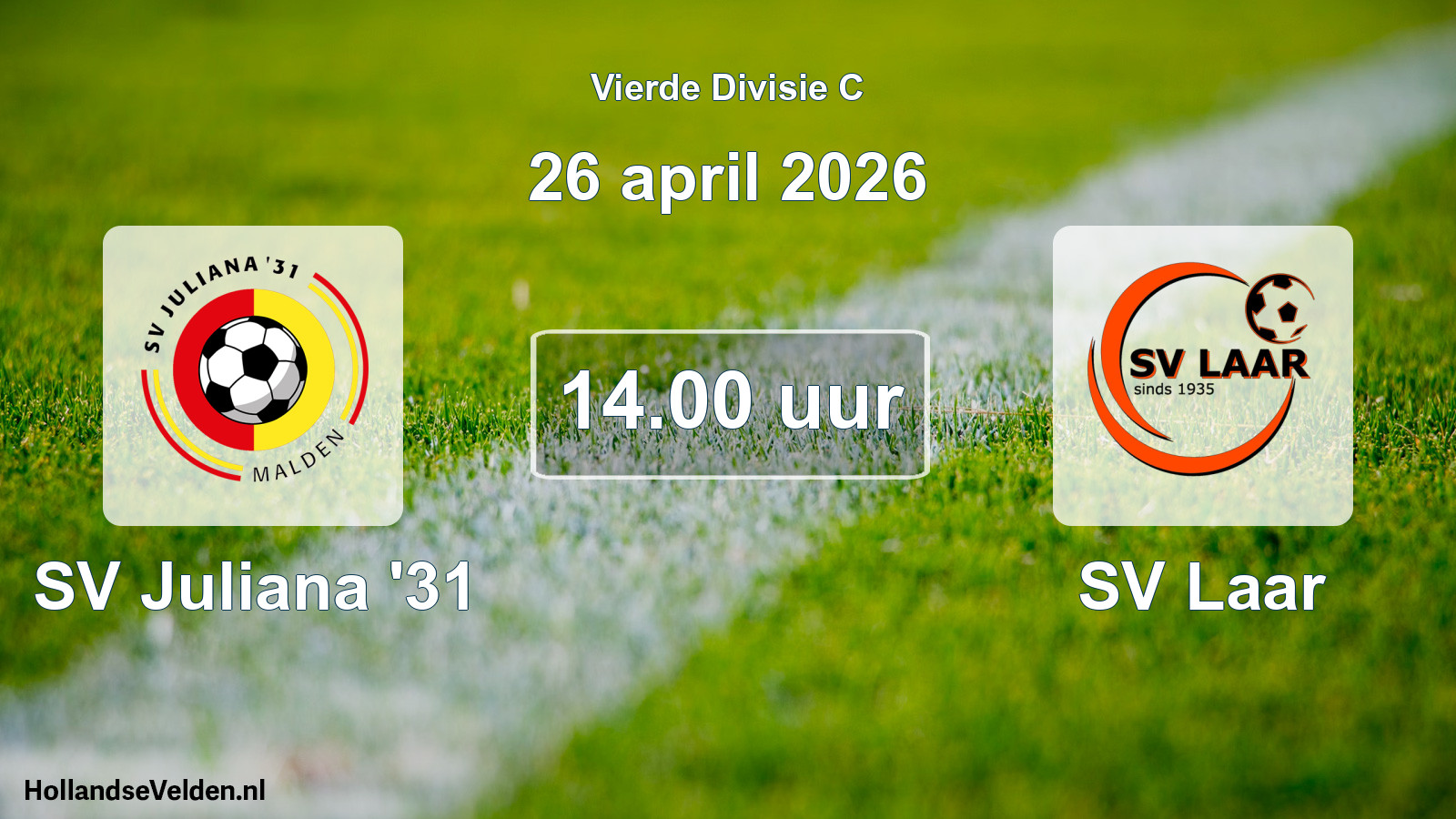 Geplande wedstrijd: SV Juliana '31 - SV Laar (26 april 2026)