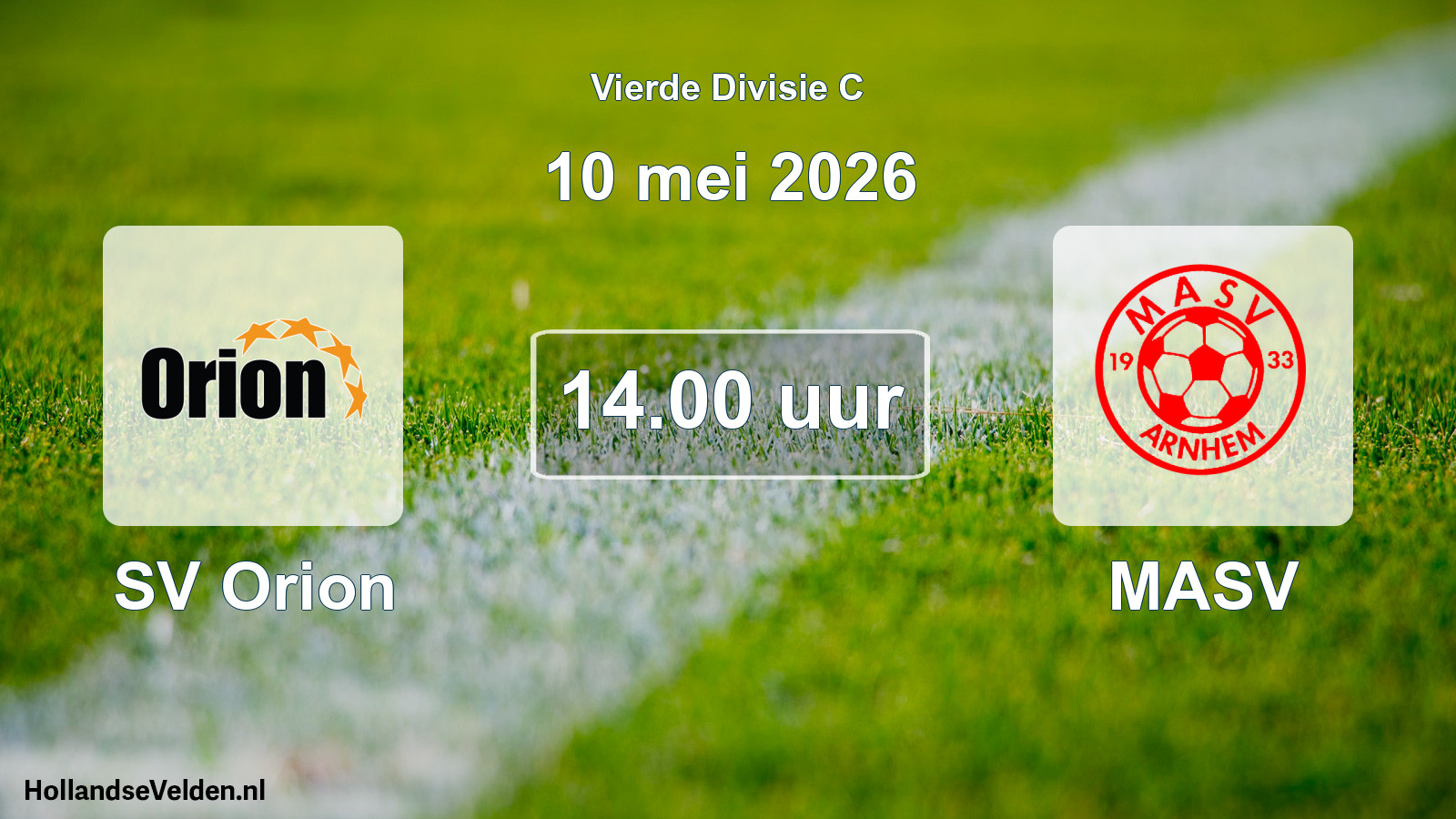 Geplande wedstrijd: SV Orion - MASV (10 mei 2026)