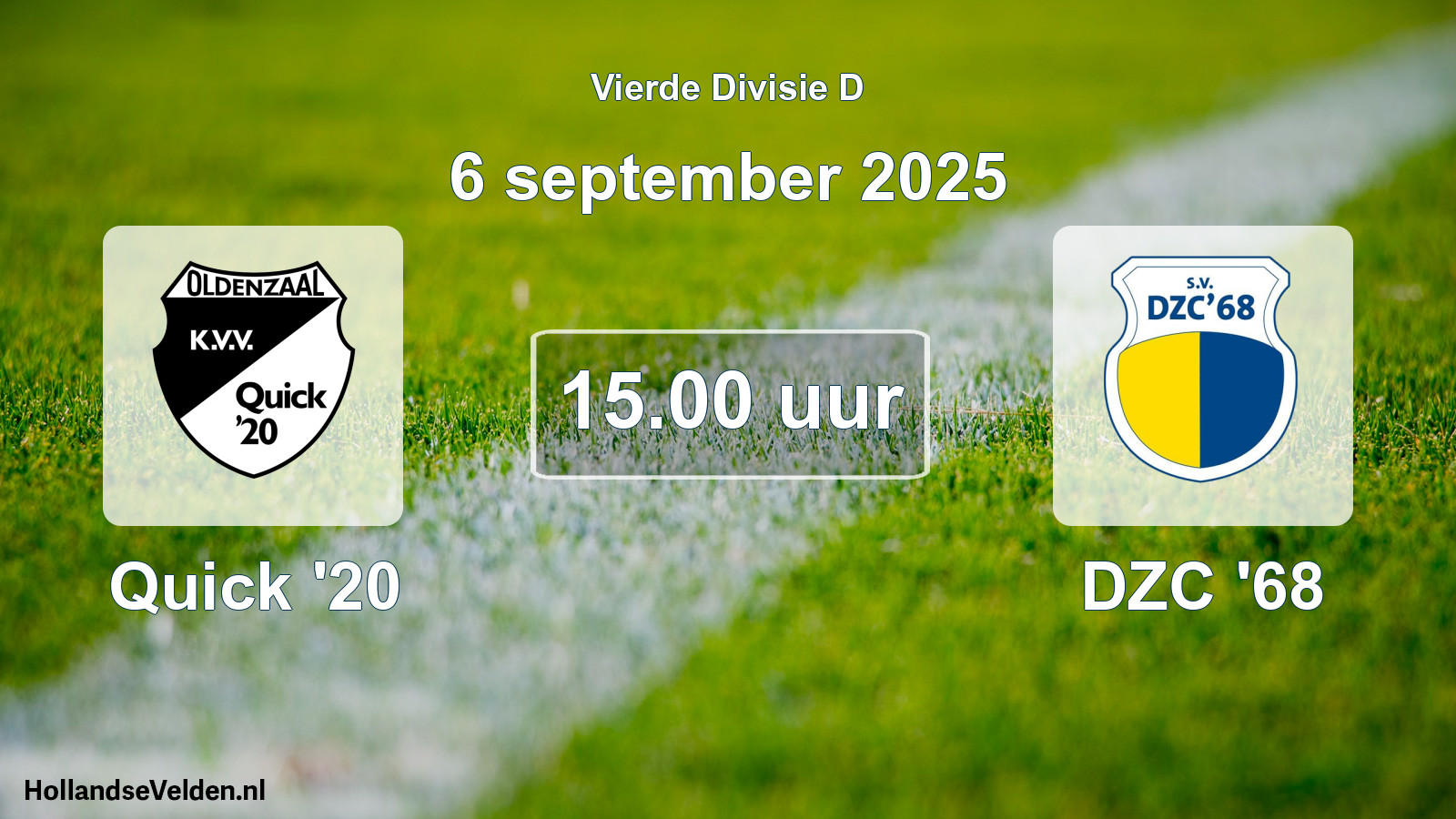 Geplande wedstrijd: Quick '20 - DZC '68 (6 september 2025)
