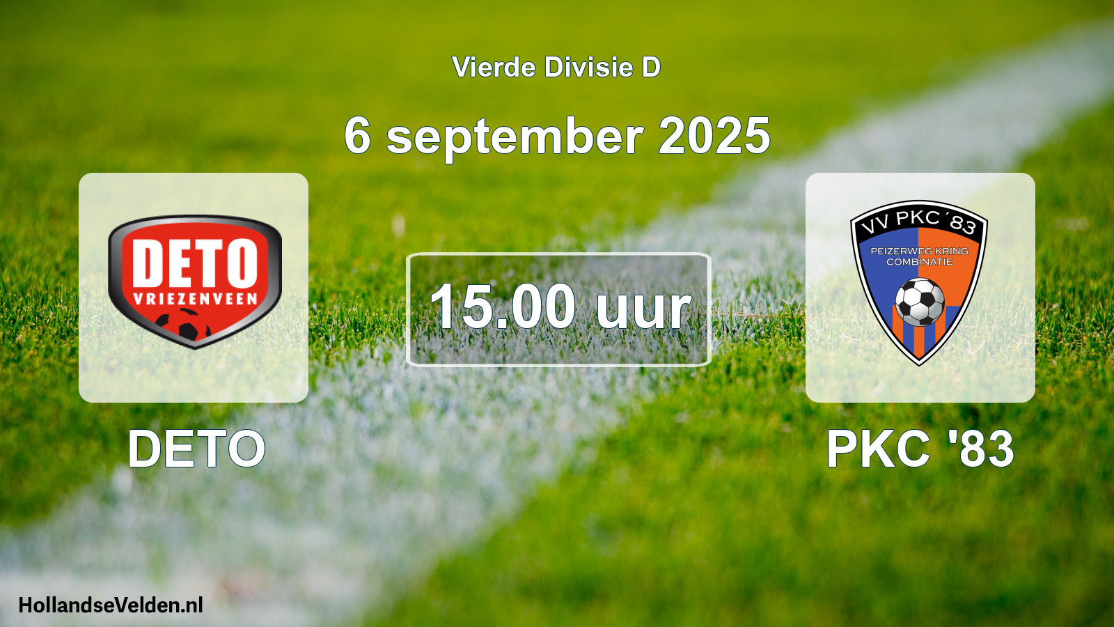 Geplande wedstrijd: DETO - PKC '83 (6 september 2025)