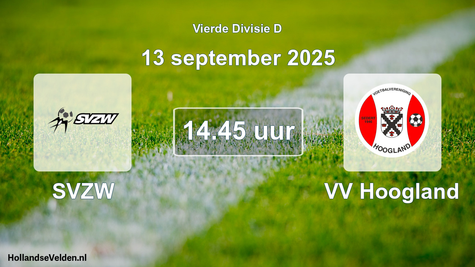 Geplande wedstrijd: SVZW - VV Hoogland (13 september 2025)