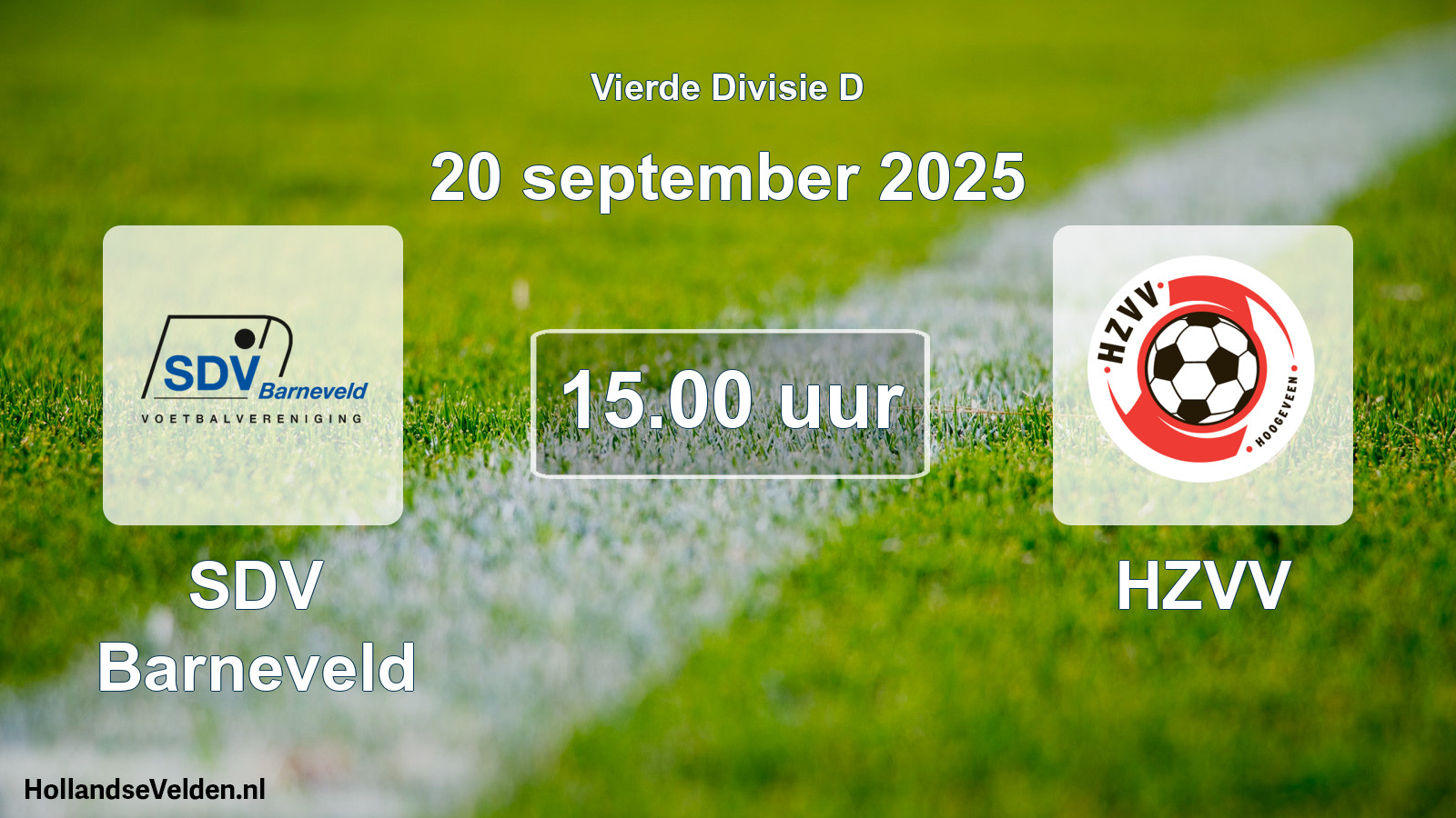 Geplande wedstrijd: SDV Barneveld - HZVV (20 september 2025)