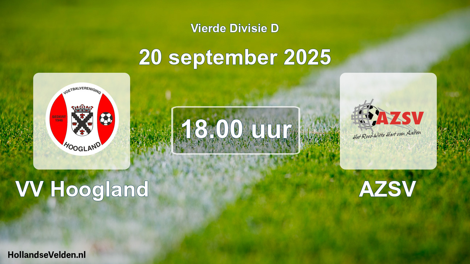 Geplande wedstrijd: VV Hoogland - AZSV (20 september 2025)