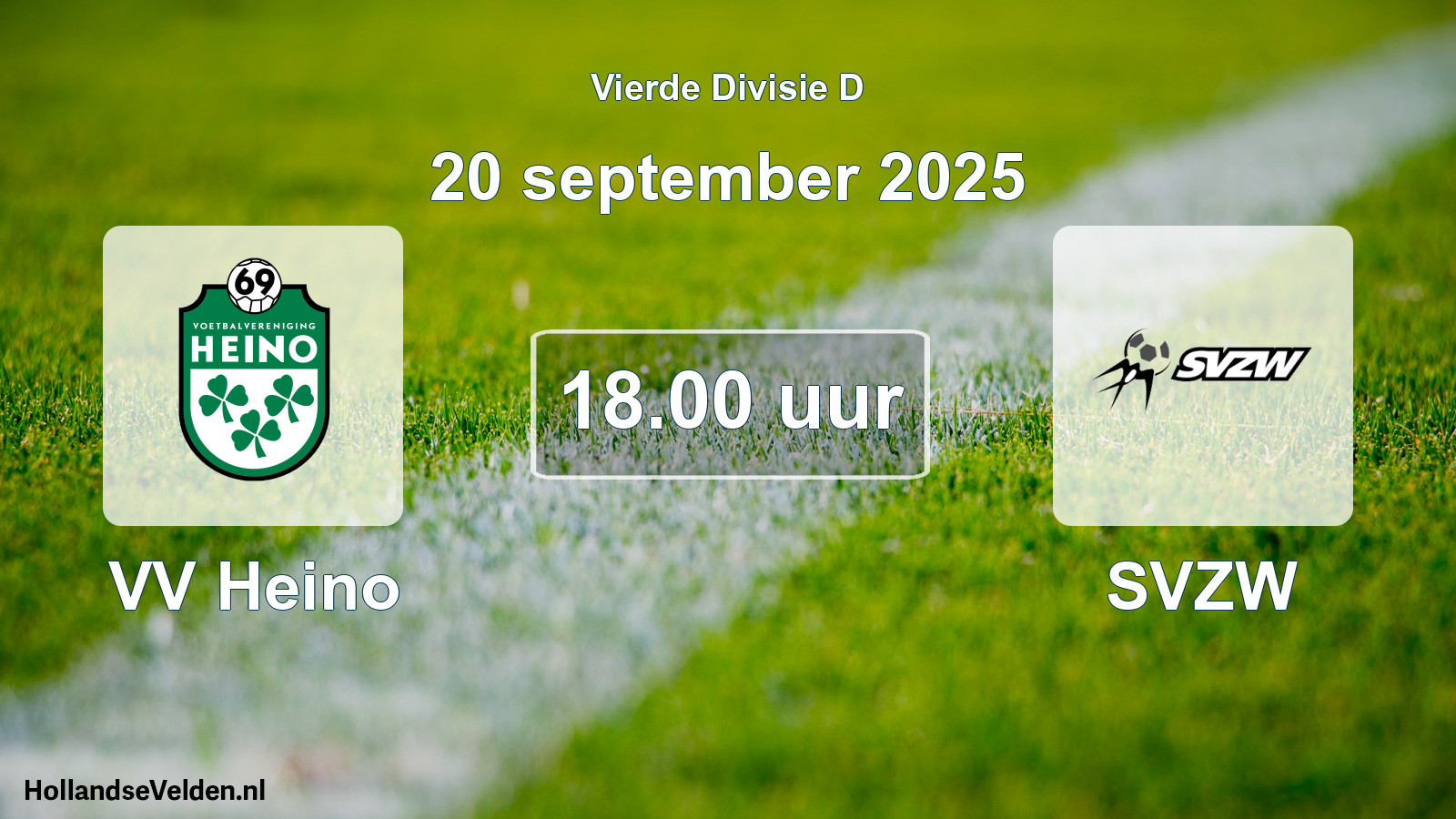 Geplande wedstrijd: VV Heino - SVZW (20 september 2025)