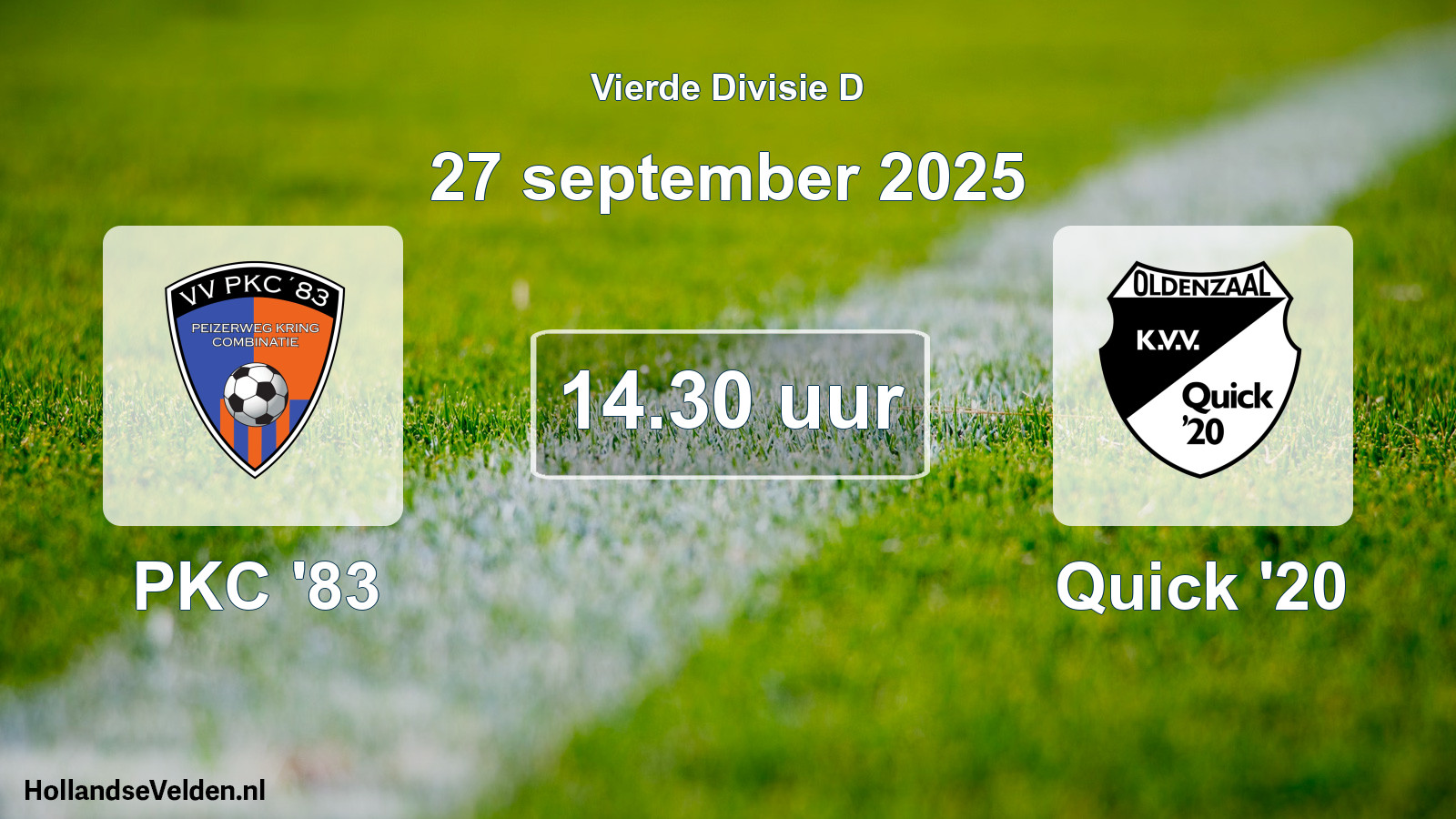 Geplande wedstrijd: PKC '83 - Quick '20 (27 september 2025)