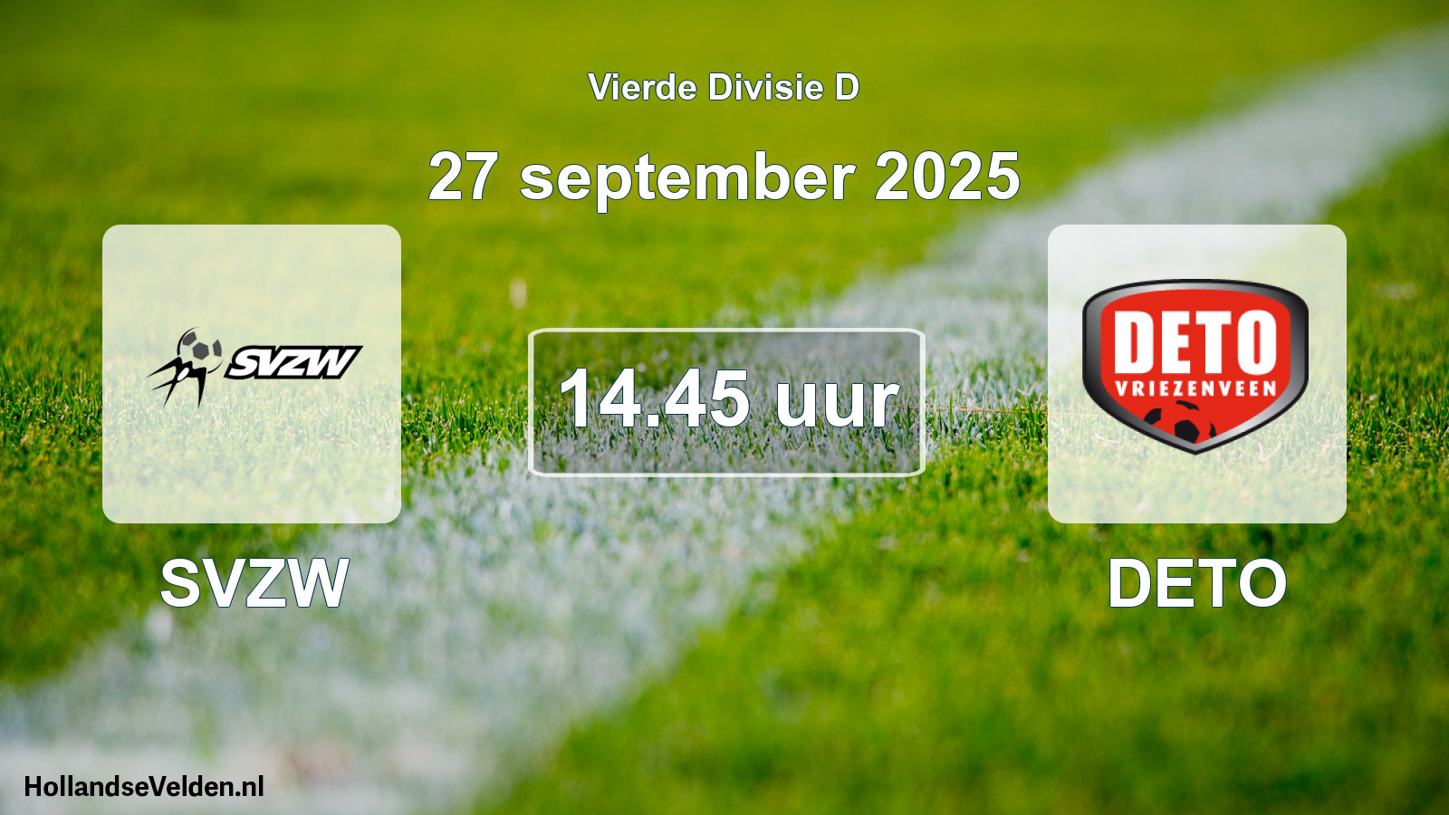 Geplande wedstrijd: SVZW - DETO (27 september 2025)